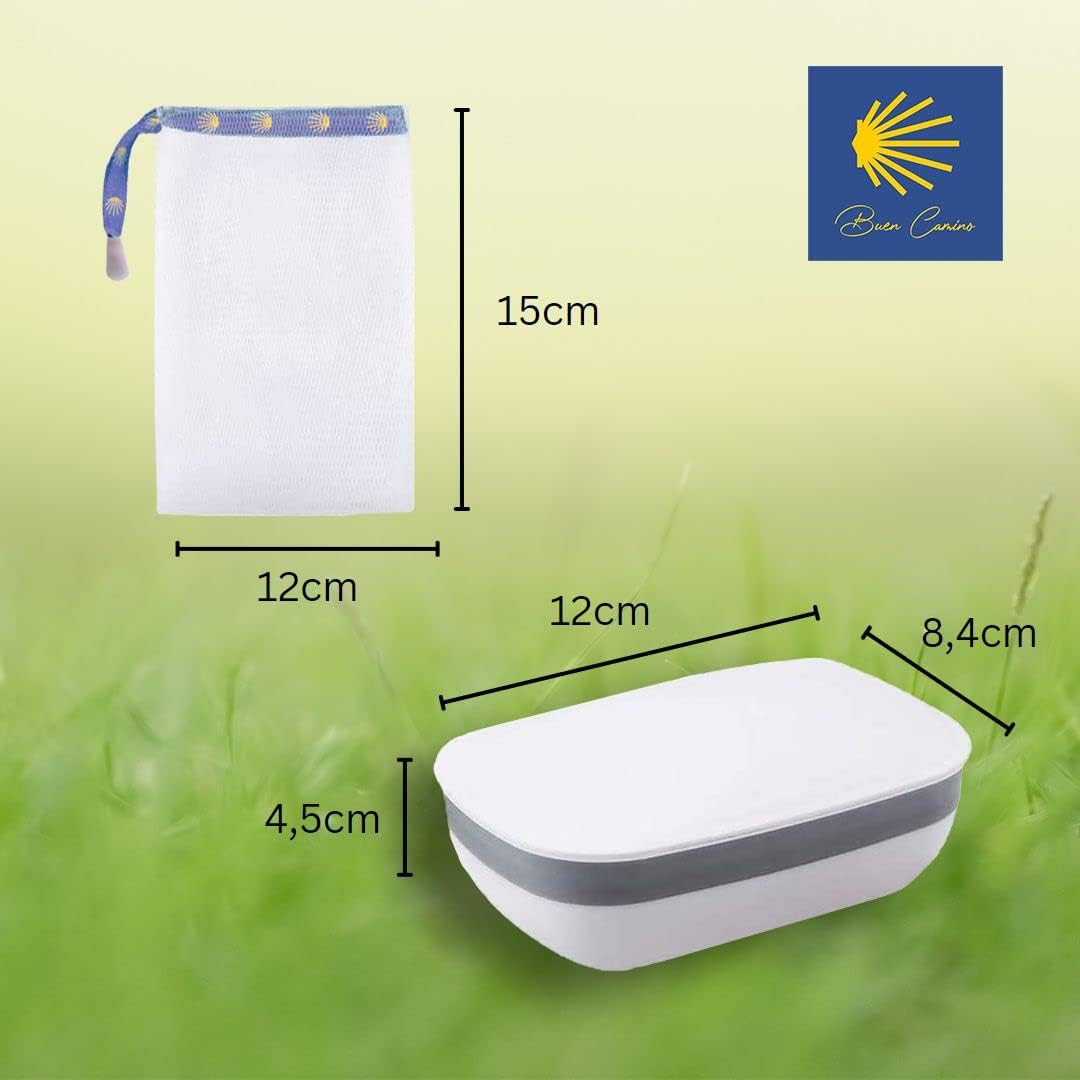 Buen Camino Washing Set Soap Set for Jakobsweg Sheep'S Milk Soap + Soap Box + 4 Pieces Soap Bags Firm Shower for Body and Hair Suitable for Sensitive Skin Odour Meadow Fragrance image number 6