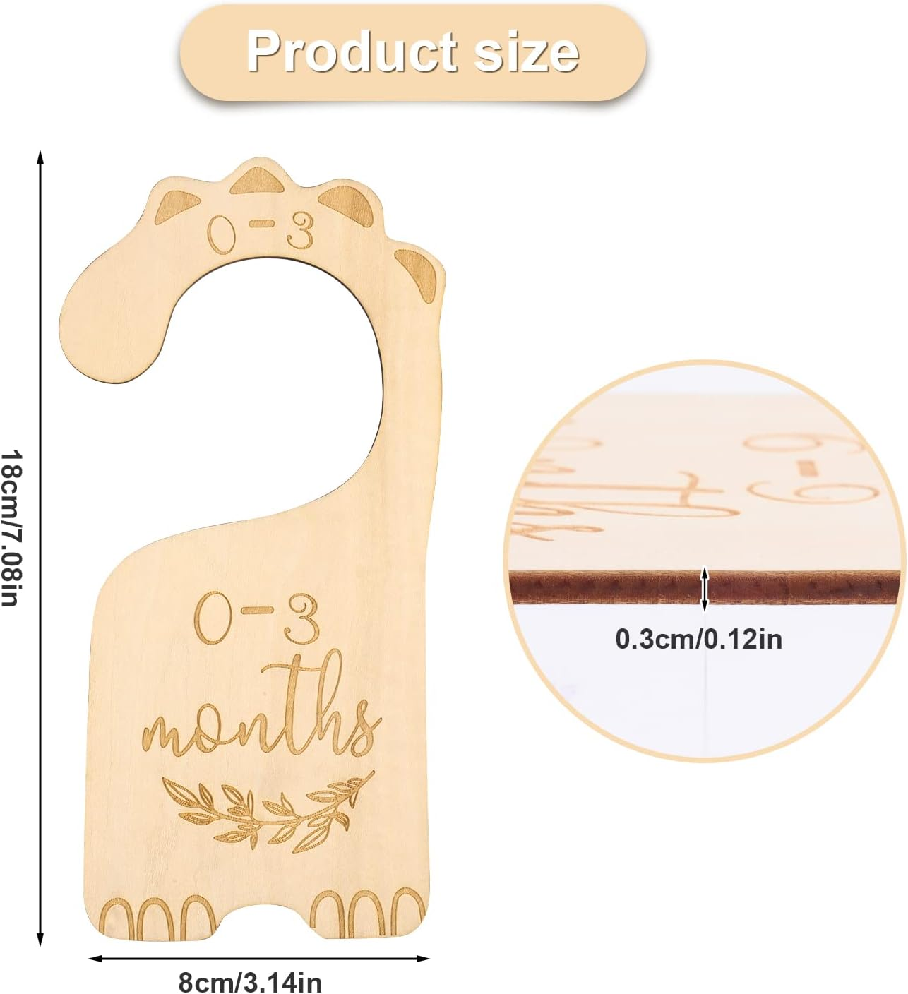 SAVITA 7Pcs Wood Closet Dividers, Clothes Size Dividers Baby Cloth Organizers Baby Clothes Sorting Tags for Baby'S 7 Periods, Boy Girl Nursery Decor image number 5