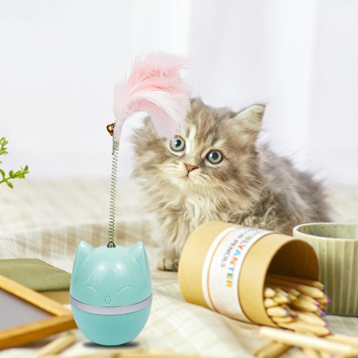 Cat Toy Tumbler, Interesting Cat Tumbler Toy, Tumbler Cat Toys Increases IQ 360 Degrees Rotation Keep Cat Entertaining & Exciting for Indoor Pets Cats Kittens Xiaoguozi image number 4