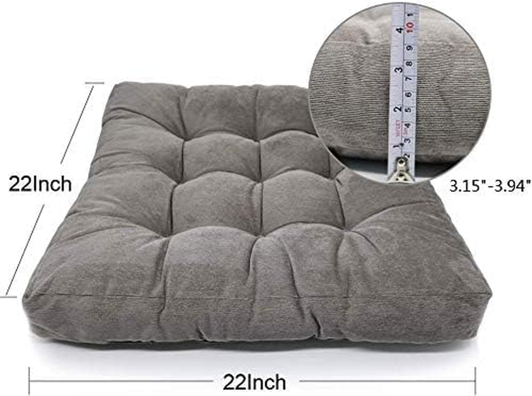 Kaichen Thicken Corduroy Seat Cushion,Floor Pillow，Large Square Seat Pads Plush Tatami Futon Floor Mat Bay Window Cushion Yoga Meditation Pad 55X55Cm(22X22Inch) (Grey) image number 2