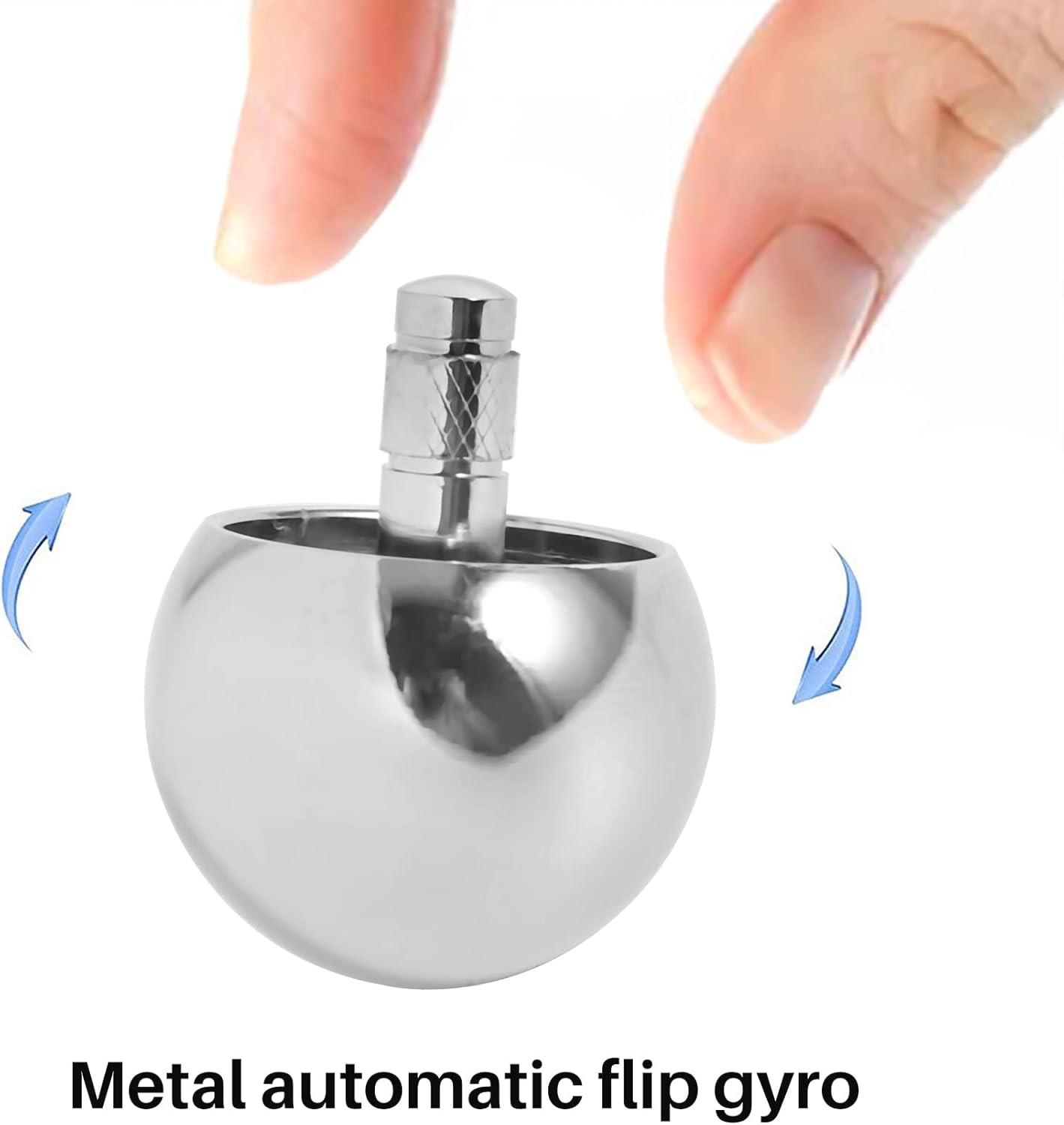 Gyorwst Tippe Top Metal Flip over Top Stainless Steel Top Amazing Toy, Silver image number 4