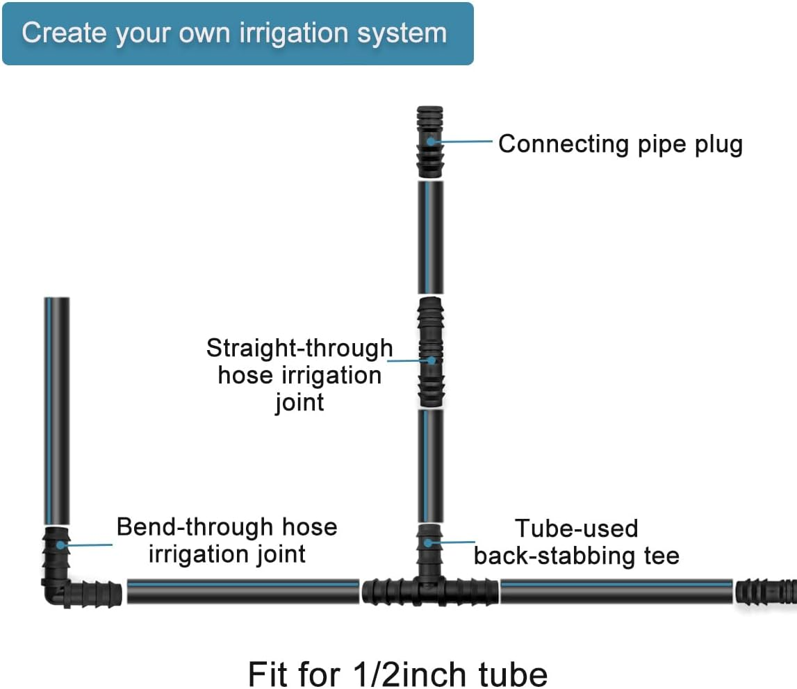 13 Mm (1/2 Inch) Pipe/Hose Irrigation Connectors, Garden Irrigation Fittings, Soaker Hose Connectors, 8 Pcs Straight image number 2