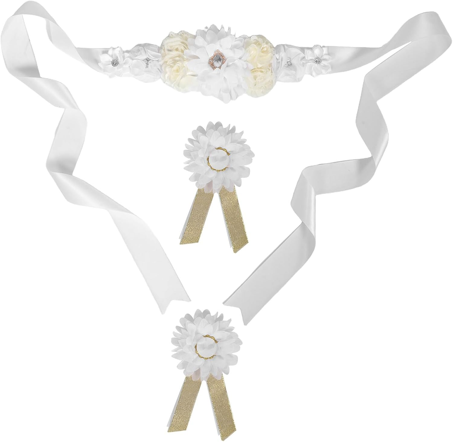 Outanaya Adjustable Floral Pregnancy Belt for Mom-To-Be Breathable Skin-Friendly Maternity Sash with Comfortable Lower Back Support for Shower Wedding Photography Props image number 4