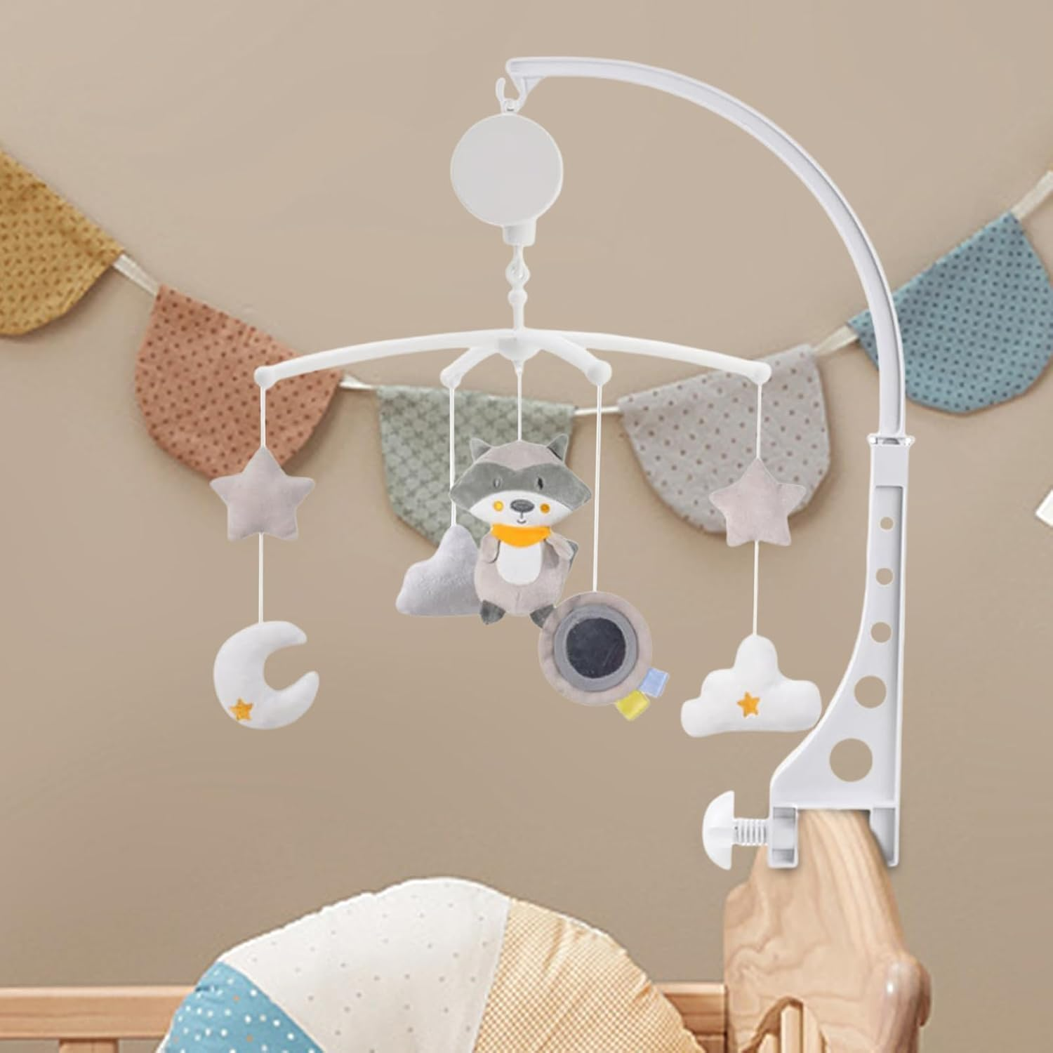 Baby Crib Wind Chime Decoration, Musical Soother Mobile, Photo Pendant Windchime, Gentle Melodies, Adjustable Height, 49X42X35Cm, for Sleep Daily Family Bedroom Stroller Travel Birthday Shower Home image number 2
