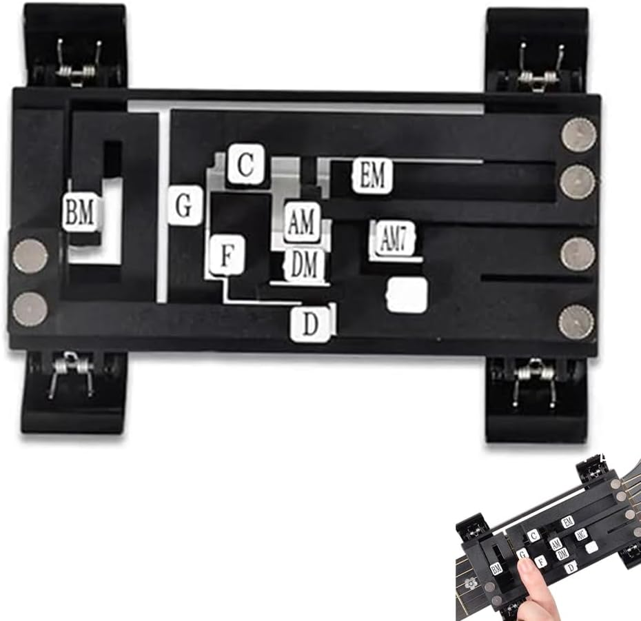 Guitar Aid Chords Buddy Trainer, Guitar Chord Presser,Assisted Para Tool,Guitar Learning Parts with Guitar Chart Presser,Guitar Helper Teaching Practice Tool for Beginner (Black)