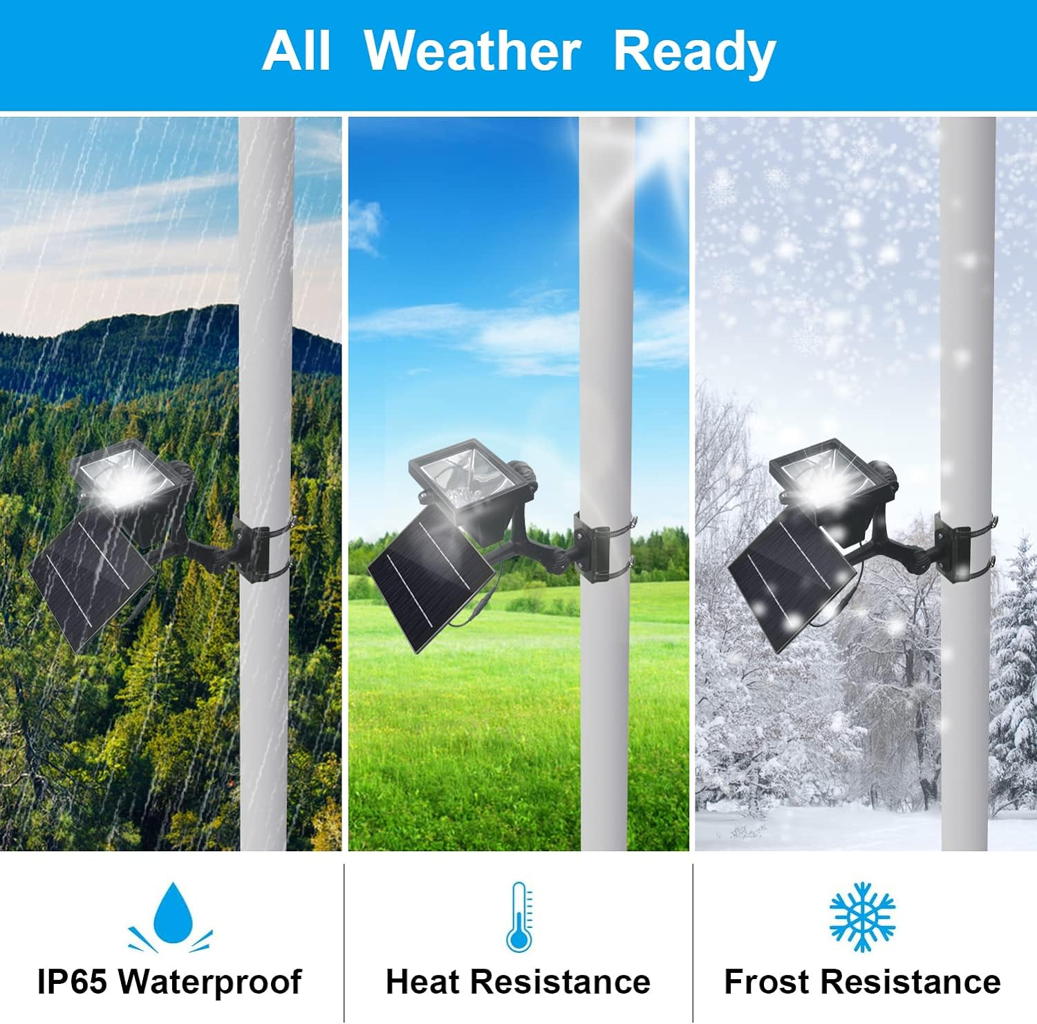 Flag Pole Light Solar Powered 12 Ultra Bright LED 6000K White Adjustable Metal Clamp Fits 2-6" Diameter Flagpoles Outdoor Dusk to Dawn 100% Coverage Lights Black image number 6