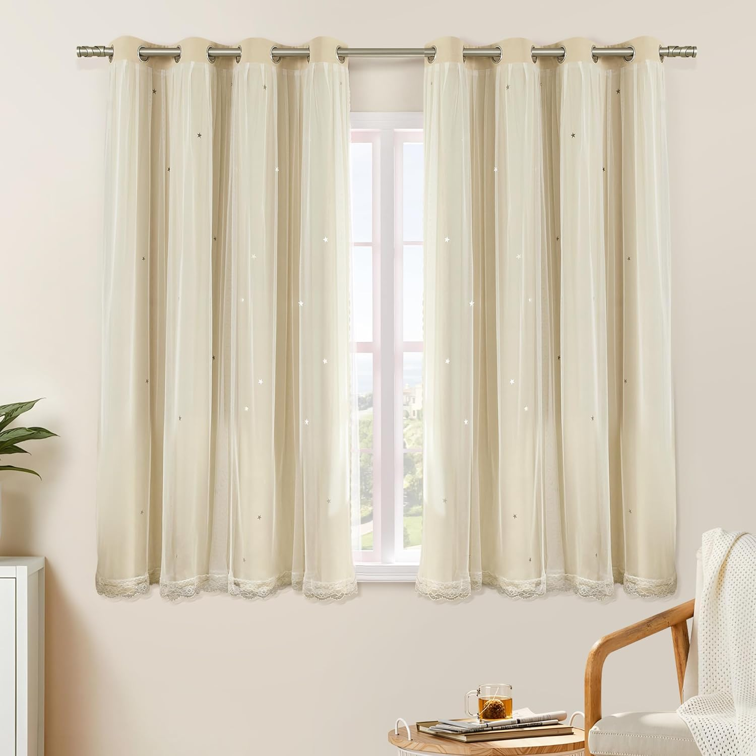 Xidi Curtains for Girls Bedroom 2 Panel Set, Thermal Insulated Window Ombre Panels, Rainbow Pink Drapes for Kids Room Unicorn Wall Decals, Black Out Curtains 160Cm Long Pink/Purple/Green W132 X L160