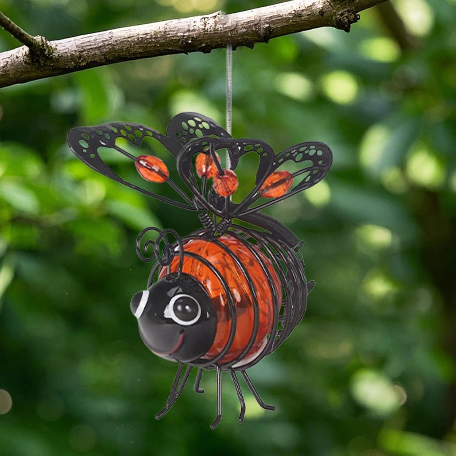 Solar Garden Lights, Honey Bee Fairy Lights, Solar Bee Lights Outdoor, Animal Solar Garden Lights with Spring and Hook, Hanging Solar Lights, Metal Led Lighting for Garden Terraces Lawns - 3Pc image number 4