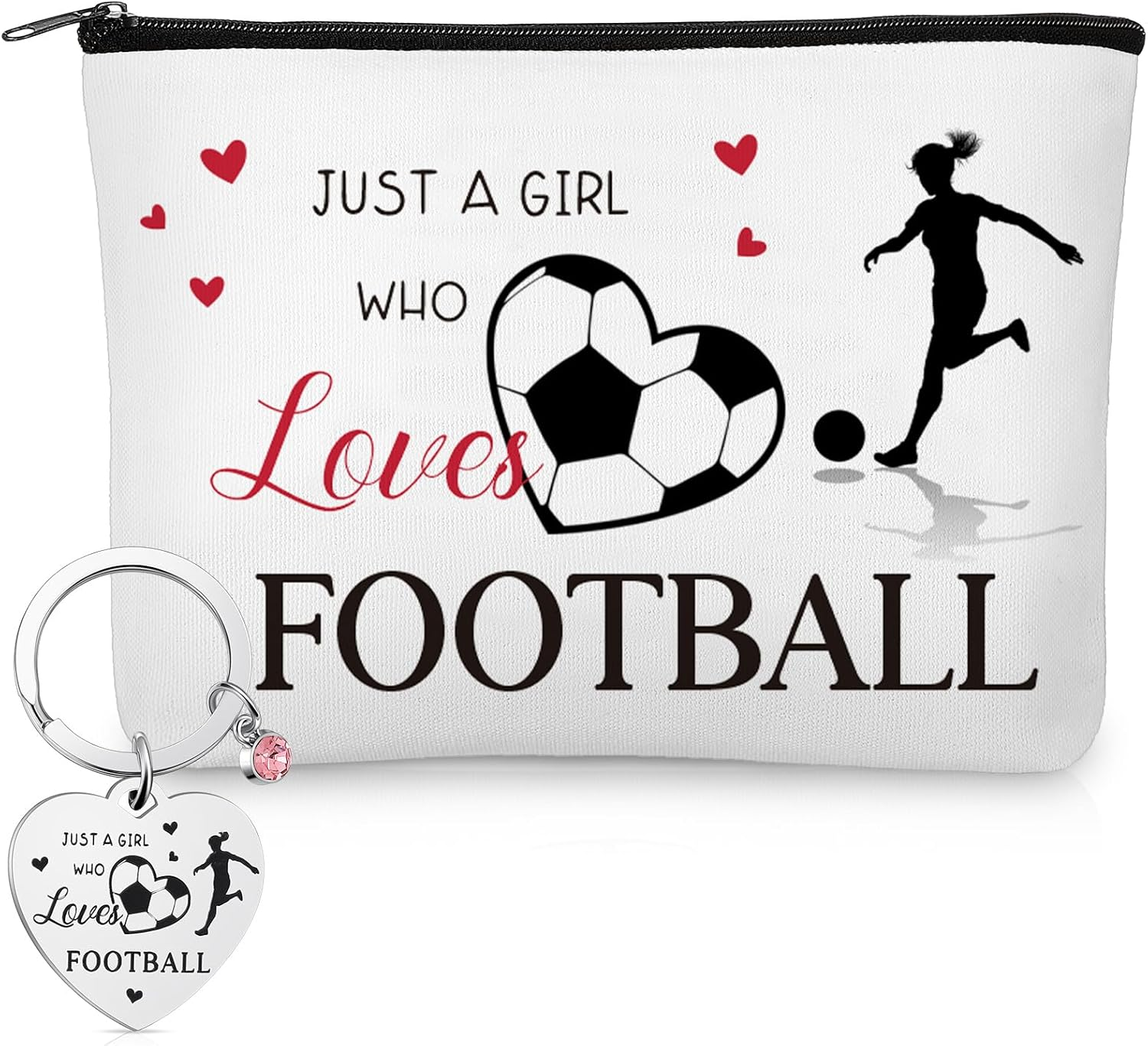 Xuniea 2 Pcs Football Gifts for Women Include Football Makeup Bag and Keyring Soccer Gifts Stuff for Birthday Christmas Party image number 5