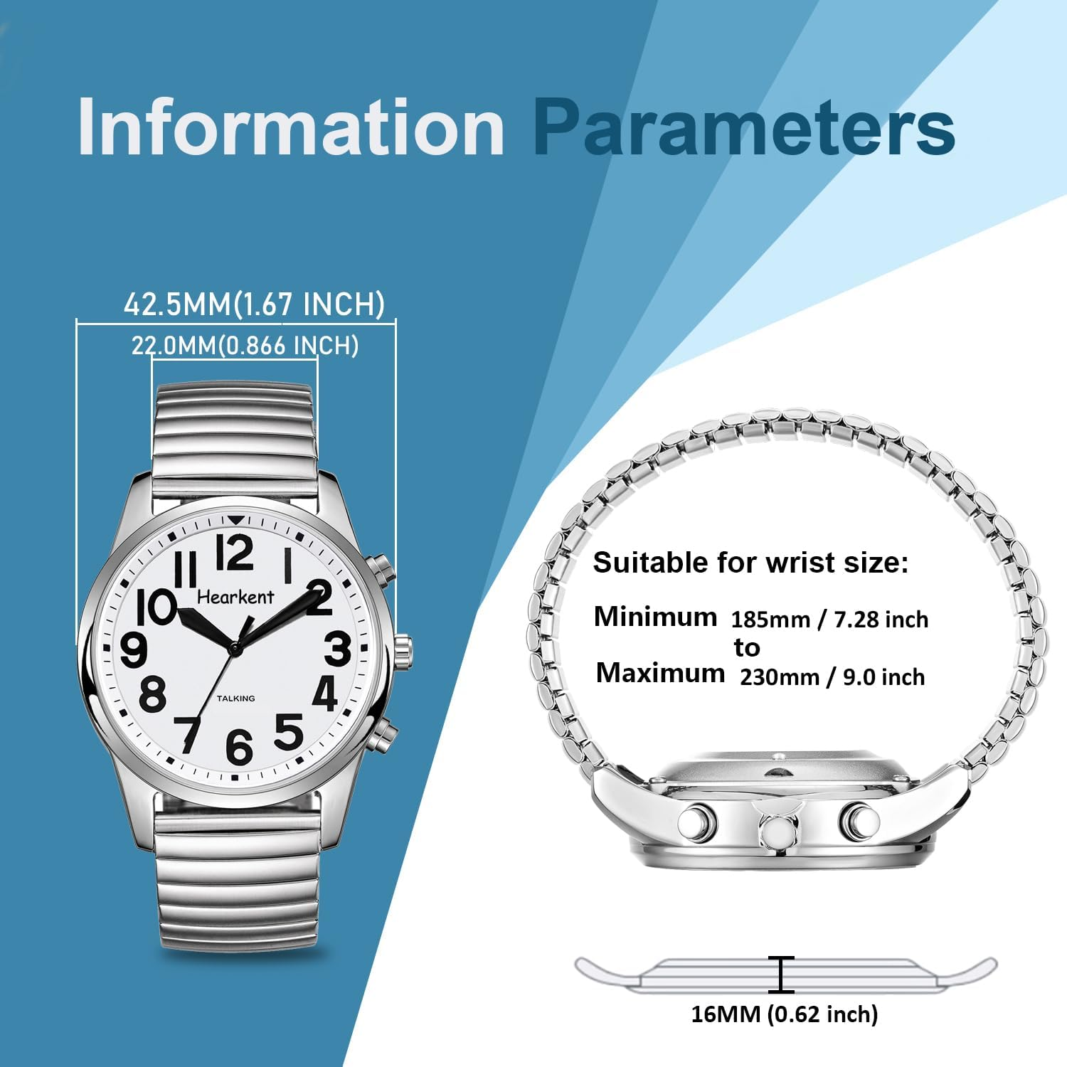 Hearkent Talking Watch with Jumbo Numbers, Men'S Wrist Watch, Clear Loud English Voice for Blind, Seniors,Visually Impaired,Or Elderly, Easy to Read image number 5