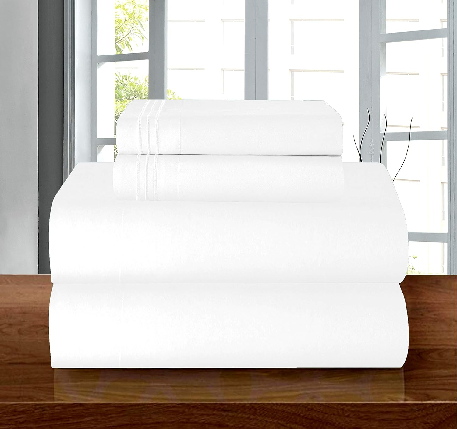 Elegant Comfort Luxury Soft 1500 Thread Count Egyptian Quality Wrinkle and Fade Resistant 3 Piece Modern Twin XL White image number 2