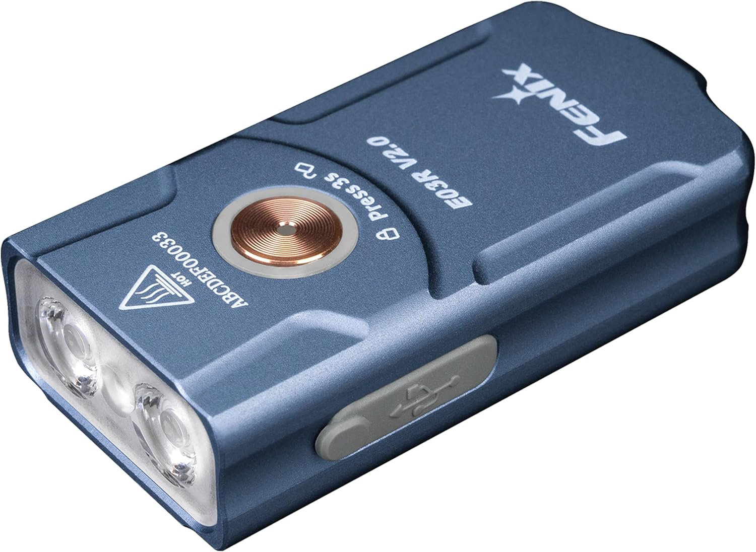 Fenix E03R V2.0 Keychain Flashlight - Compact 500 Lumens, USB Type-C Charging Rechargeable LED Flashlight - IP66 Waterproof for Everyday Carry & Emergency Use - Splashproof & Dustproof - Blue