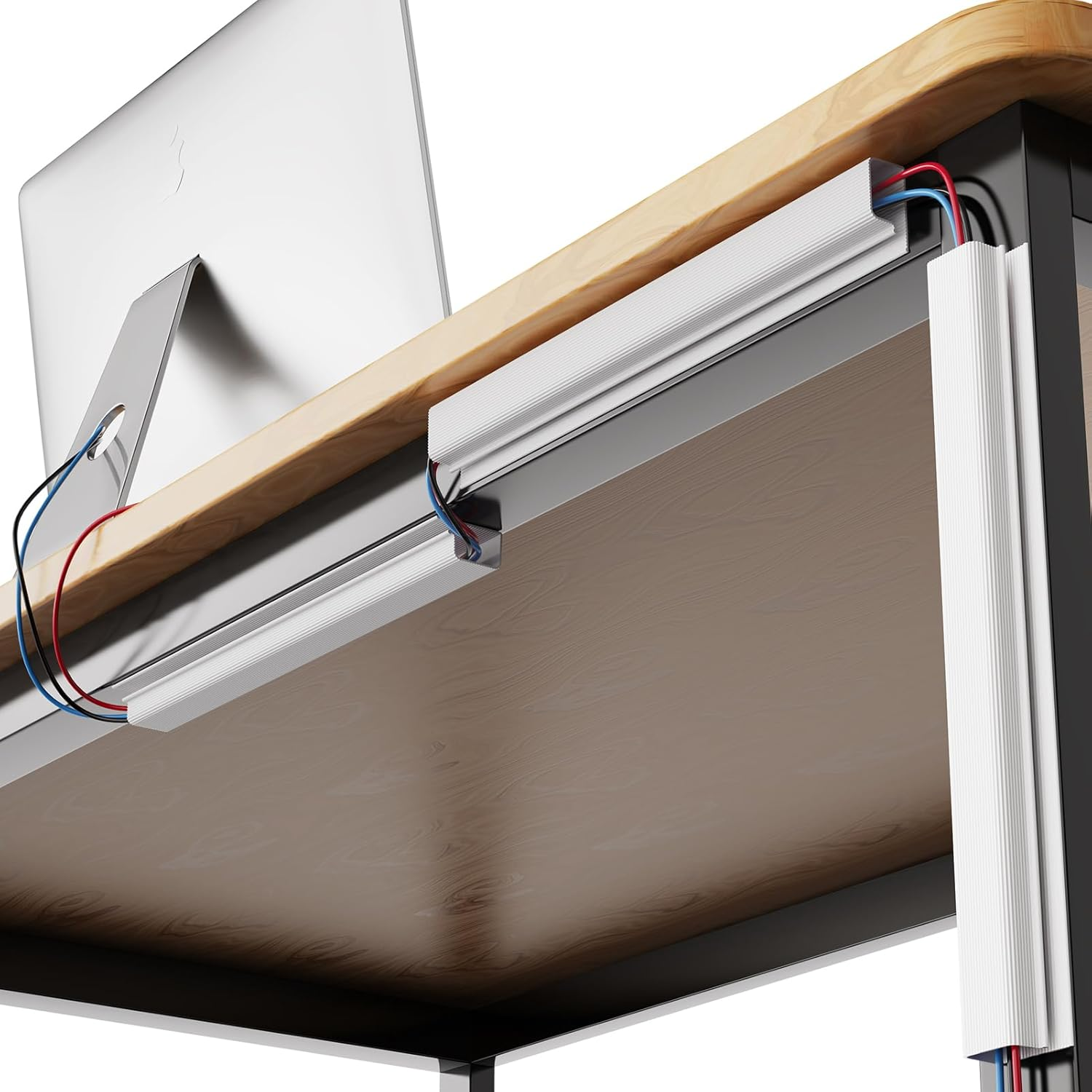 Delamu 4 Pack Cable Management under Desk - Office & Home Cable Organizer,J-Channel Cable Management for Clutter-Free Environment,Cable Management Kit,Cord Organizer for Desk,Cord Management,4X15.7In