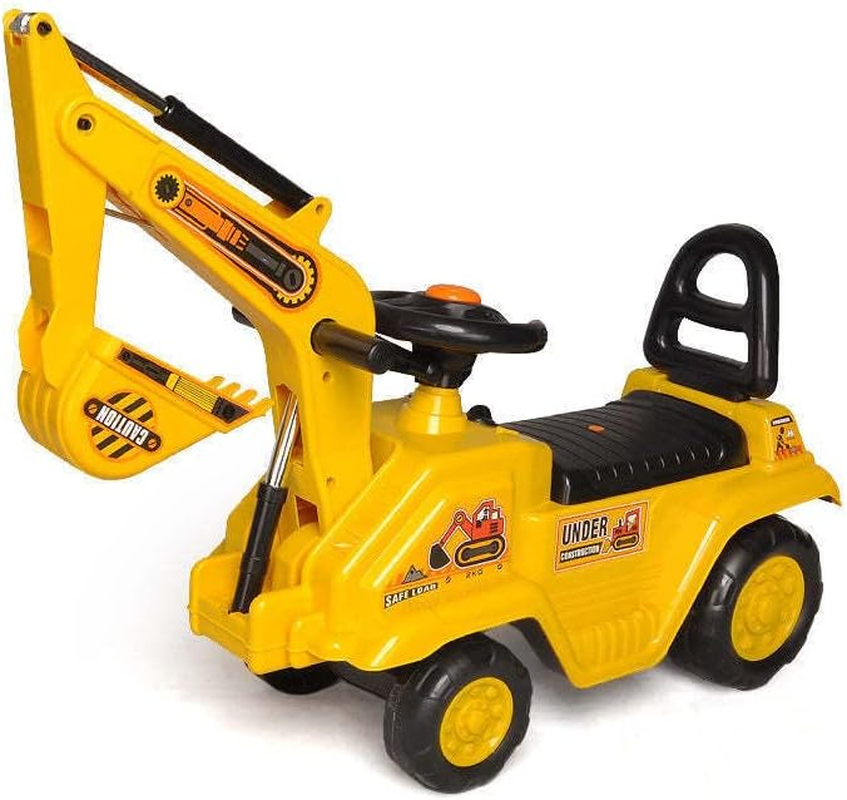 Lenoxx Children&rsquo;S Excavator Ride-On Toy: Promotes Hand-Eye Coordination, Features a Removable Storage Bin, Rattle Gearstick, Squeaky Horn, Dual Operation Levers for Scooping. Ages: 3+ image number 2