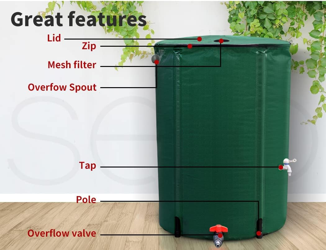 Water Tank Rain Storage Tanks Collapsible Camping Caravan Hydroponic Aqua 250L image number 1