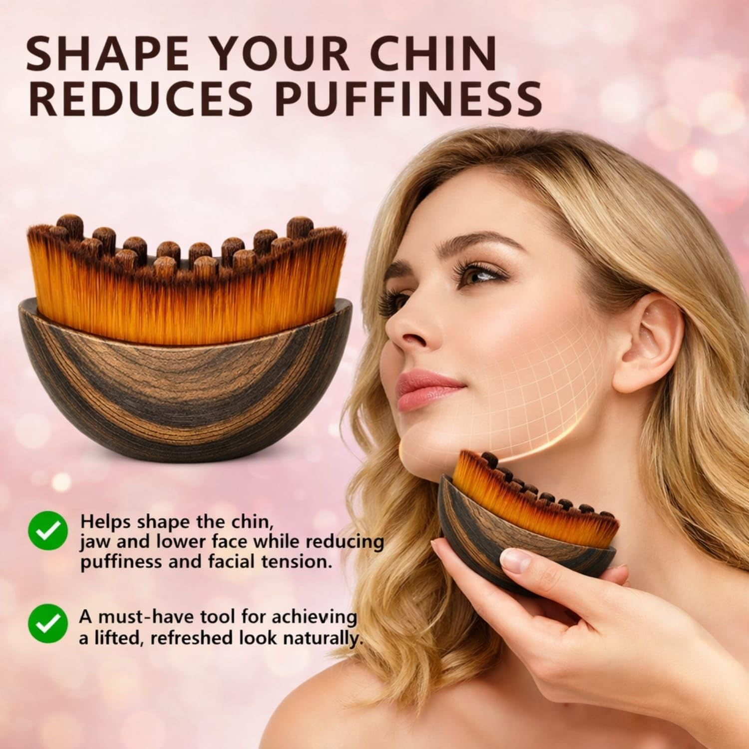 Facial Massage Tool for Lymphatic Drainage & Contouring, Lifting & Sculpting Face Brush for Jawline, Chin & Neck &ndash; Reduces Puffiness, Boosts Circulation & Enhances Facial Vitality, Natural Wood Design with Case image number 6