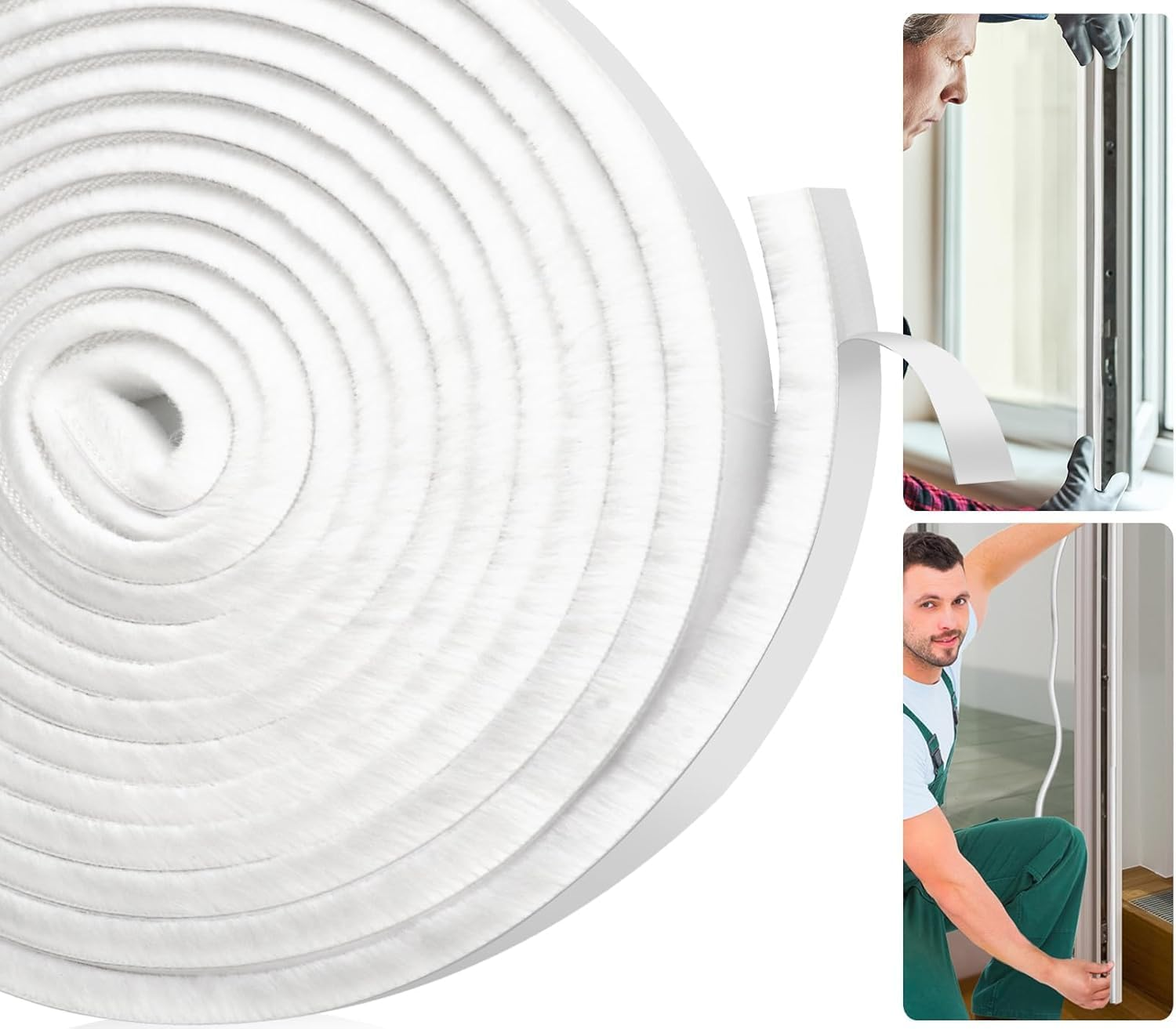 Draft Excluder for Doors, Window Seal Strip, 5M Adhesive Draught Stopper, Draught Excluder for Door, Window, Wardrobe - High-Density Felt - 9Mm(W) * 9Mm(H)（White） image number 3