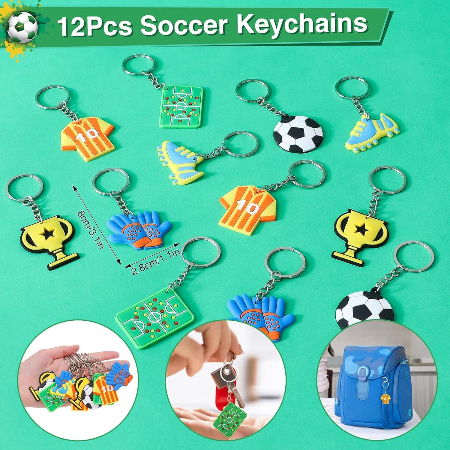 110Pcs Soccer Party Favors Bags Soccer Goodie Bag with Mini Ball, Wristband, Slap Bracelets, Keychains, Stickers for Soccer Party Supplies image number 2