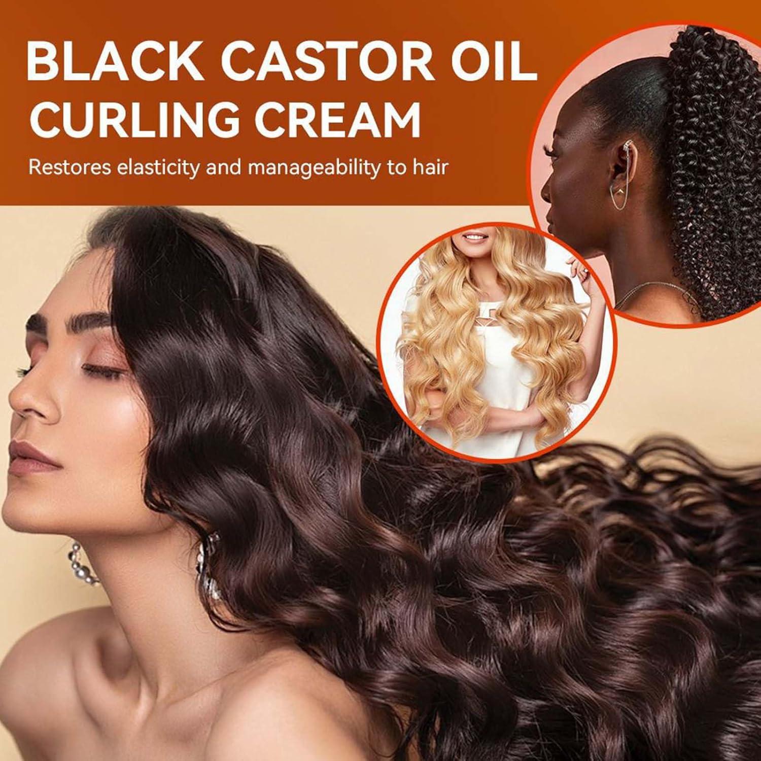 Black Castor Oil Curl Cream, Curl Defining Cream, Non-Sticky, Moisturises, Nourishes and Eliminates Frizz Hair, Curl Enhancer and Frizz Control for Curly Hair, 100 G image number 4