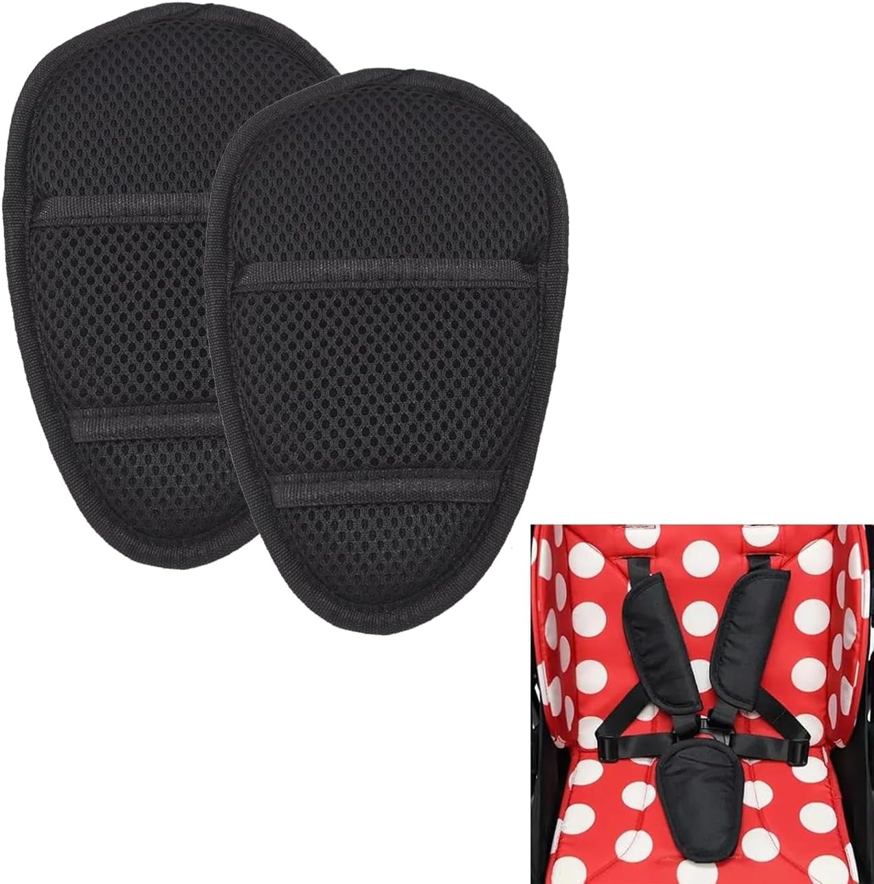 2 Pack Baby Stroller Seatbelt Crotch Cushion Car Seat Belt Strap Covers for Baby Stroller Universal Pram Belt Pads for Baby Car Seat Pushchair Seat Belt Crotch Covers for Baby (Black)
