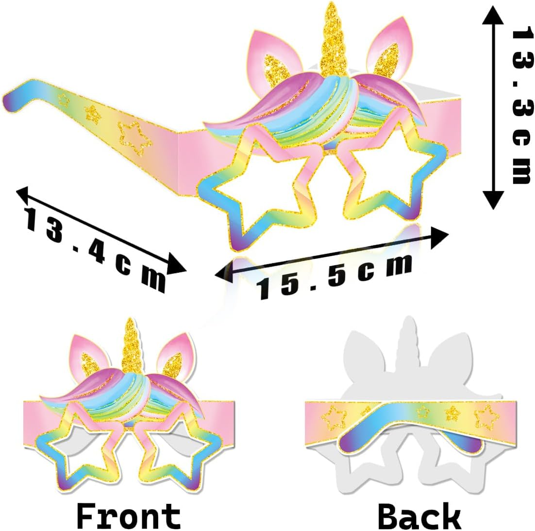 Levigo 8Pcs Unicorn Glasses Unicorn Creative Party Glasses Colourful Unicorn Paper Fun Glasses for Birthday Gifts Favours Photo Props image number 4