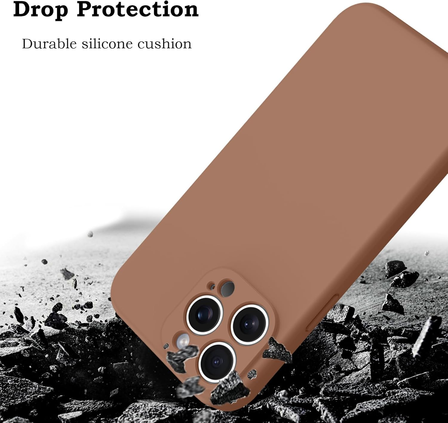 ROUMAYMAY for Iphone 14 Pro Max Case, Liquid Silicone Shockproof Upgraded [Camera Cover], with Soft Fine Smooth Microfibre Lining Anti-Scratch, Full Body Phone Case for Iphone 14 Pro Max Cover Brown