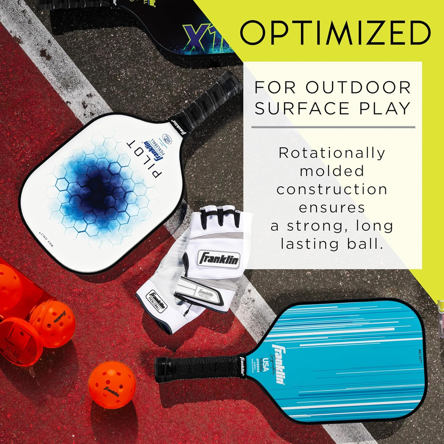 Franklin Sports X-40 Pickleball Balls - USA Pickleball Approved - 3 Pack Outdoor Pickleballs - Ember - US Open Ball image number 5