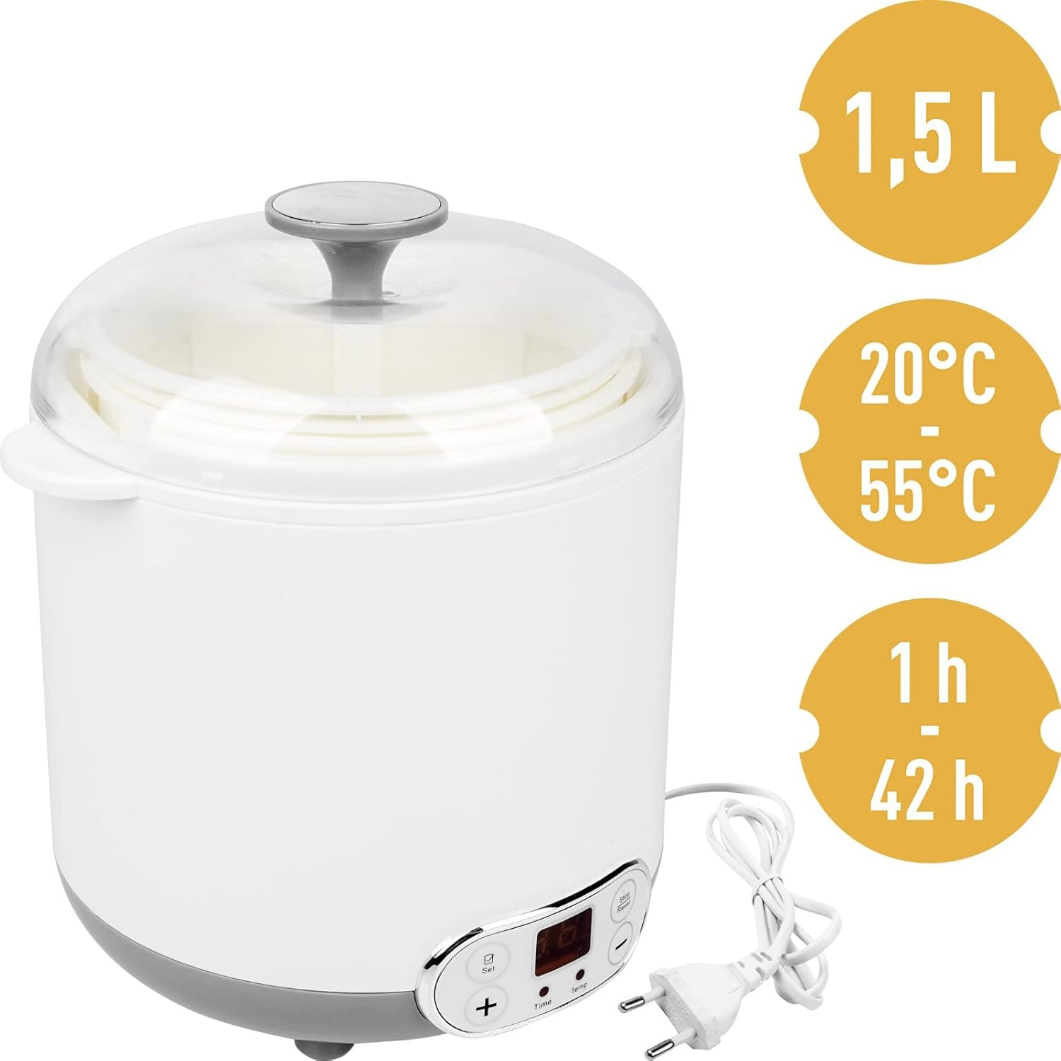 Browin 801013 Multifunctional Cheese and Yoghurt Device with 1.5 L Thermostat, White, Grey, Medium, Mittler image number 3