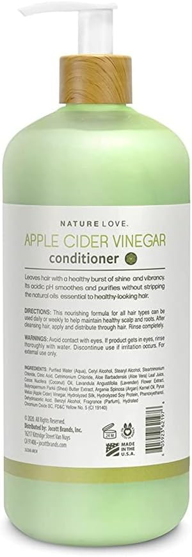 Nature Love Apple Cider Vinegar Conditioner | Clarify + Shine | Revitalize Hair and Scalp | Purifies without Stripping | Paraben Free, Cruelty Free, Made in USA (25 Oz)