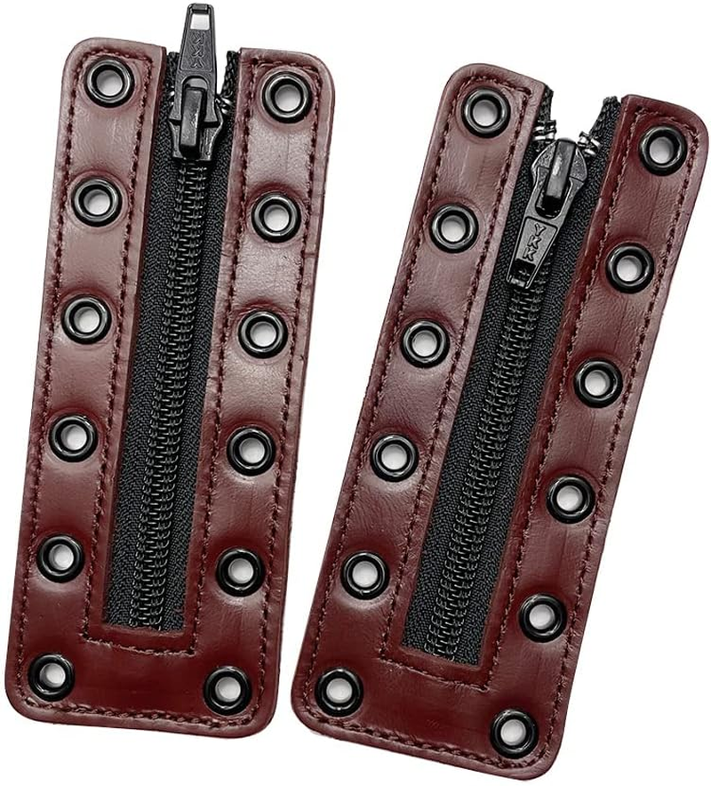 Leather Lace-In Boot Zipper 6 Eyelet Zipper Suitable for All Brands - Black, Black C-Eye image number 2