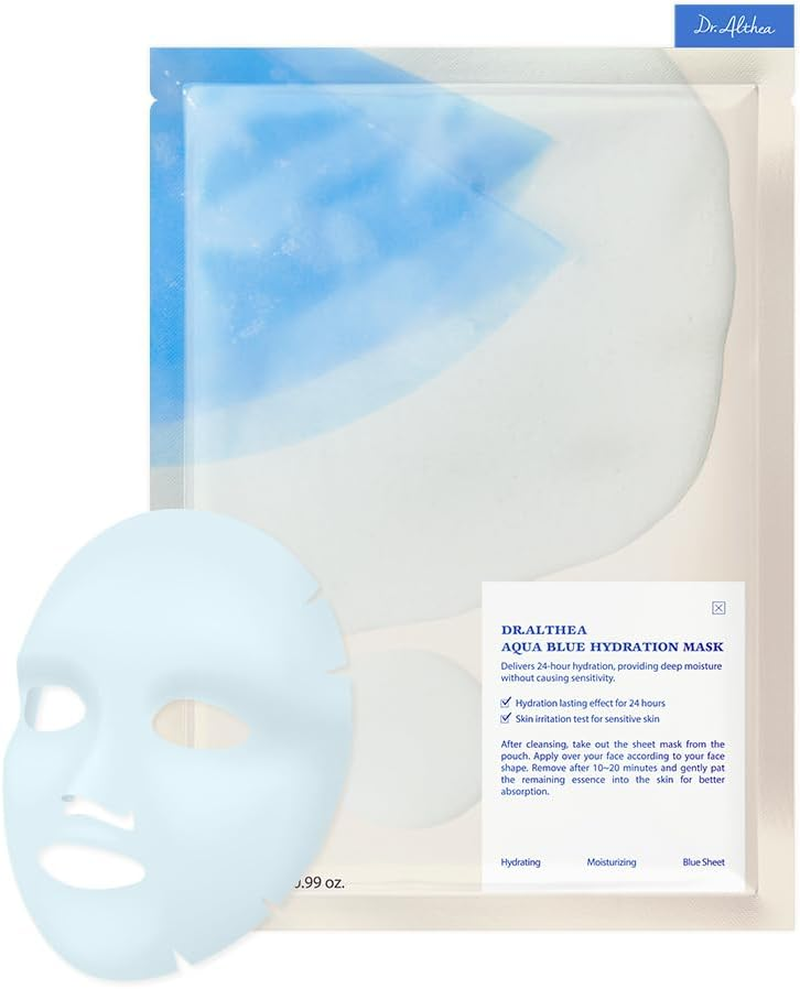 Dr.Althea Aqua Blue Hydration Mask | Reduce Facial Puffiness with Tannins | Sheet Mask for Long-Lasting Hydration | Vegan Korean Skincare (Pack of 4) image number 4