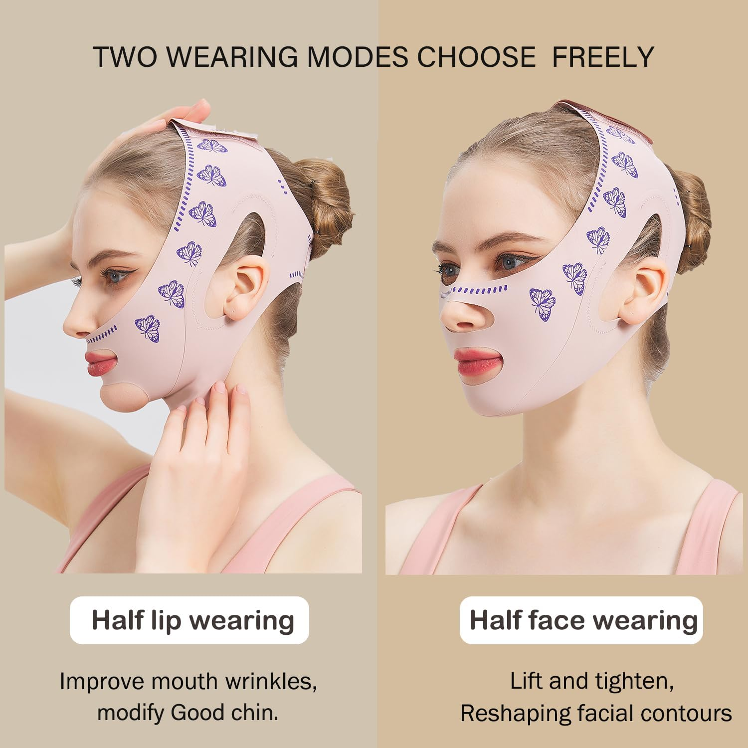 MASIKA Double Chin Reducer， Double Chin Eliminator ，V Line Lifting Mask,Chin Lift，Chin Wrap，Womenfacial Lifting Strap。, Butterfly