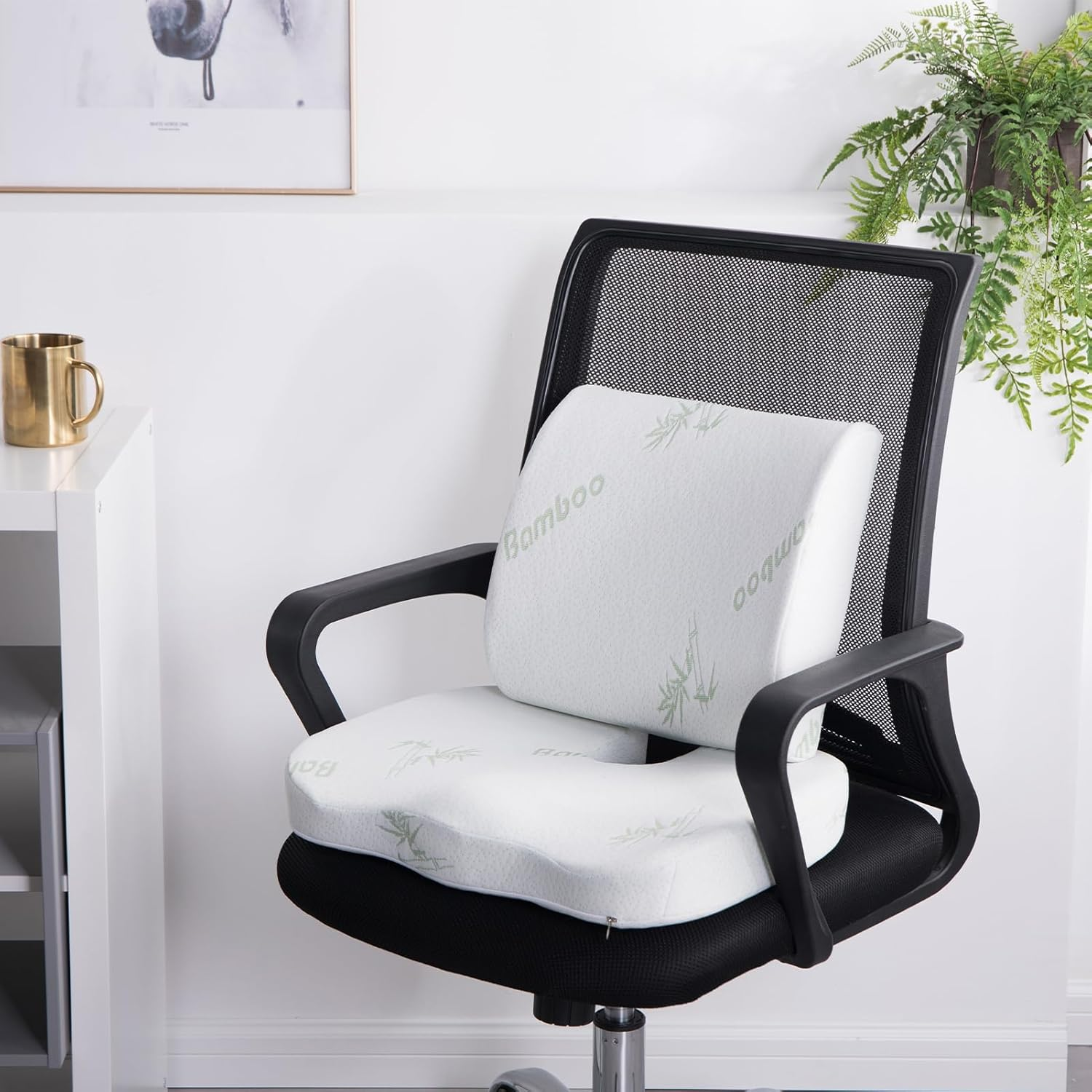 Memory Foam Seat Cushion with Bamboo Fiber Fabric for Car, Office, and Comfortable Seating, Breathable and Height-Boosting image number 2