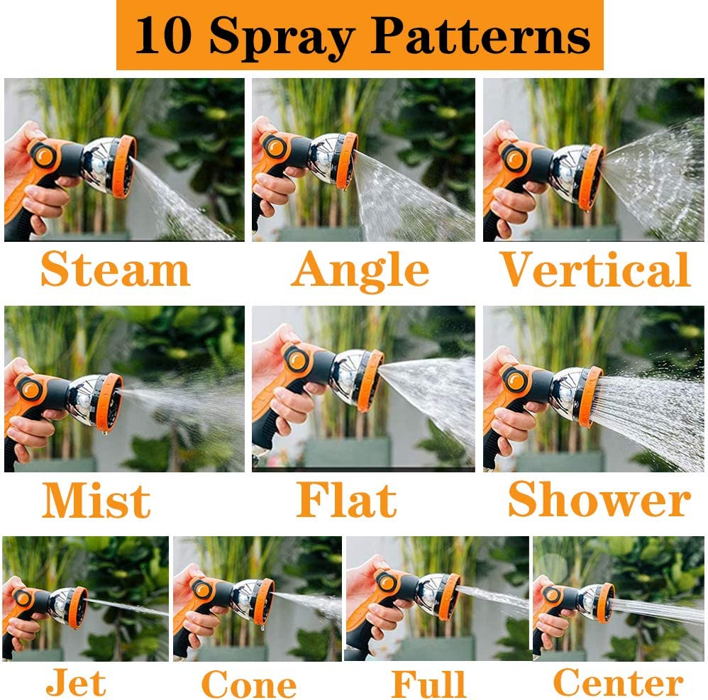 Garden Hose Spray Nozzle,10 Hose Metal Duty Watering Patterns Thumb Control on off Valve, High Pressure Nozzle Sprayer for Plants, Car Wash,Cleaning,Showering Pets image number 1