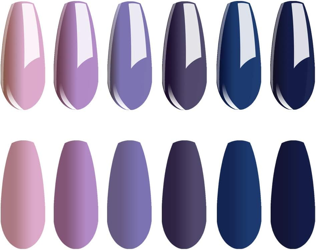 Vishine 6Pcs Soak off LED UV Gel Nail Polish Varnish Nail Art Starter Kit Beauty Manicure Lavender Violet Purple Navy Collection Set image number 4