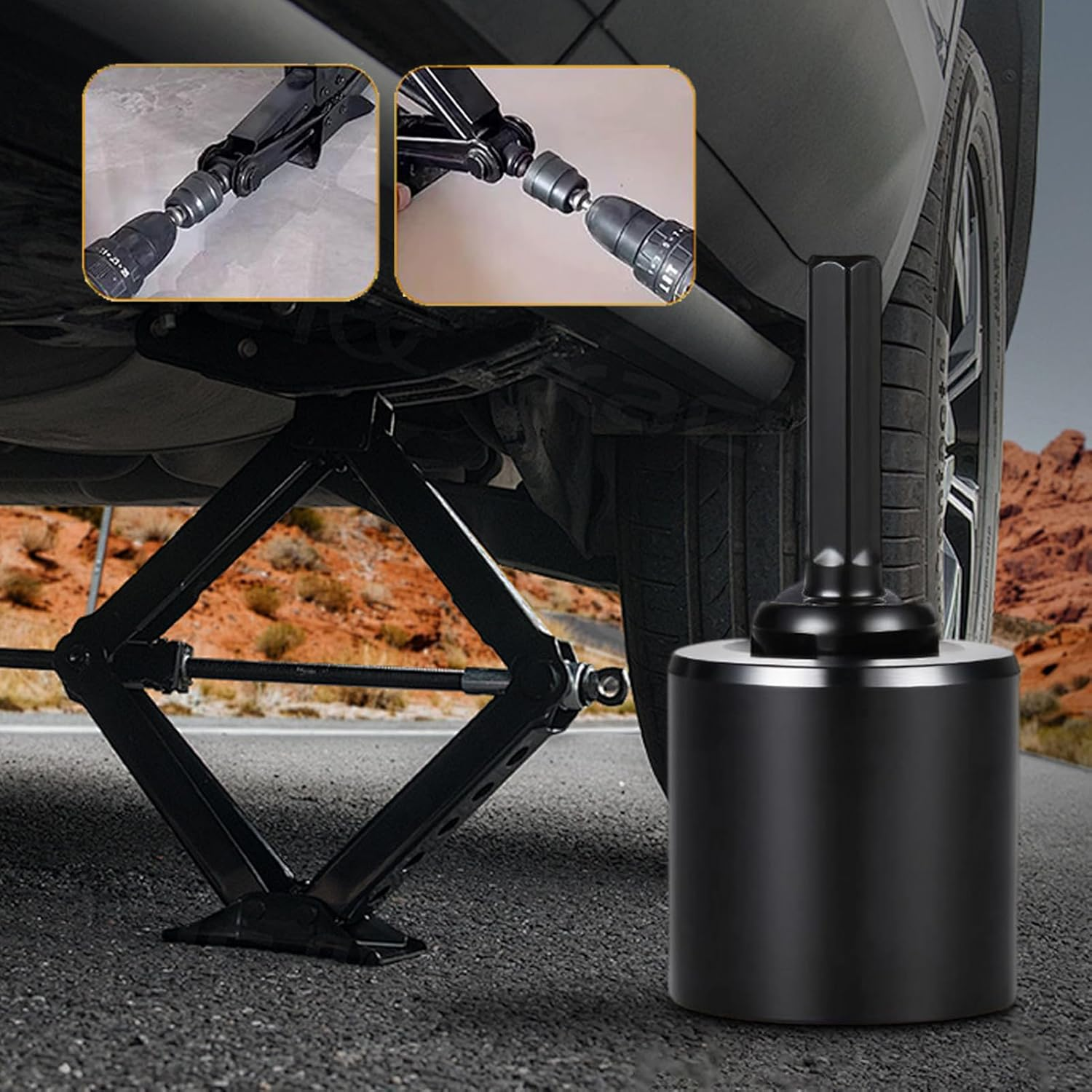 Scissor Jack Adapter - Car Jack Adapter - Gear Heavy Duty Wrench Tool for Road Trip Outdoor Repair Maintenance Travel image number 4