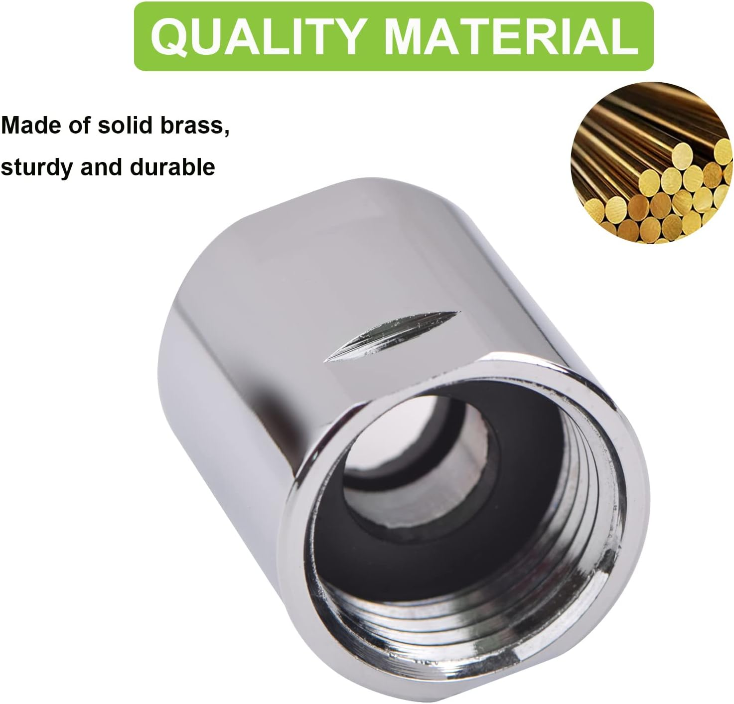 2 Pack Brass Pipe Fitting 1/2"G,Female Threaded Converter Adapter,Chrome Shower Coupling Pipe Fitting for Home Plumbing Pipes,Hose Extender Connector image number 2