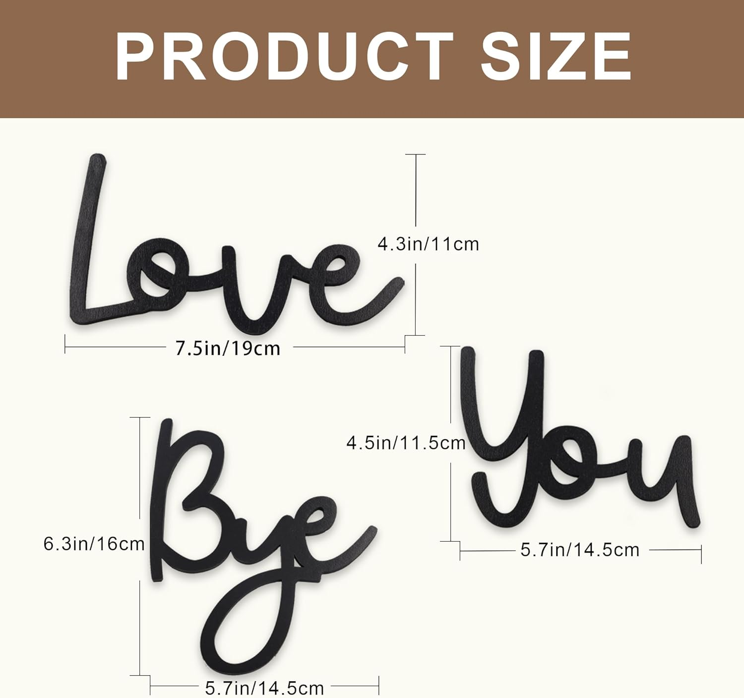 Love You Bye Black Wall Decor, Hanging Wood Home Wall Decor, Family Wall Decor with Letters, Entryway Wall Art, Farmhouse Gather Wall Decor for Hallway Living Room (Black) image number 1