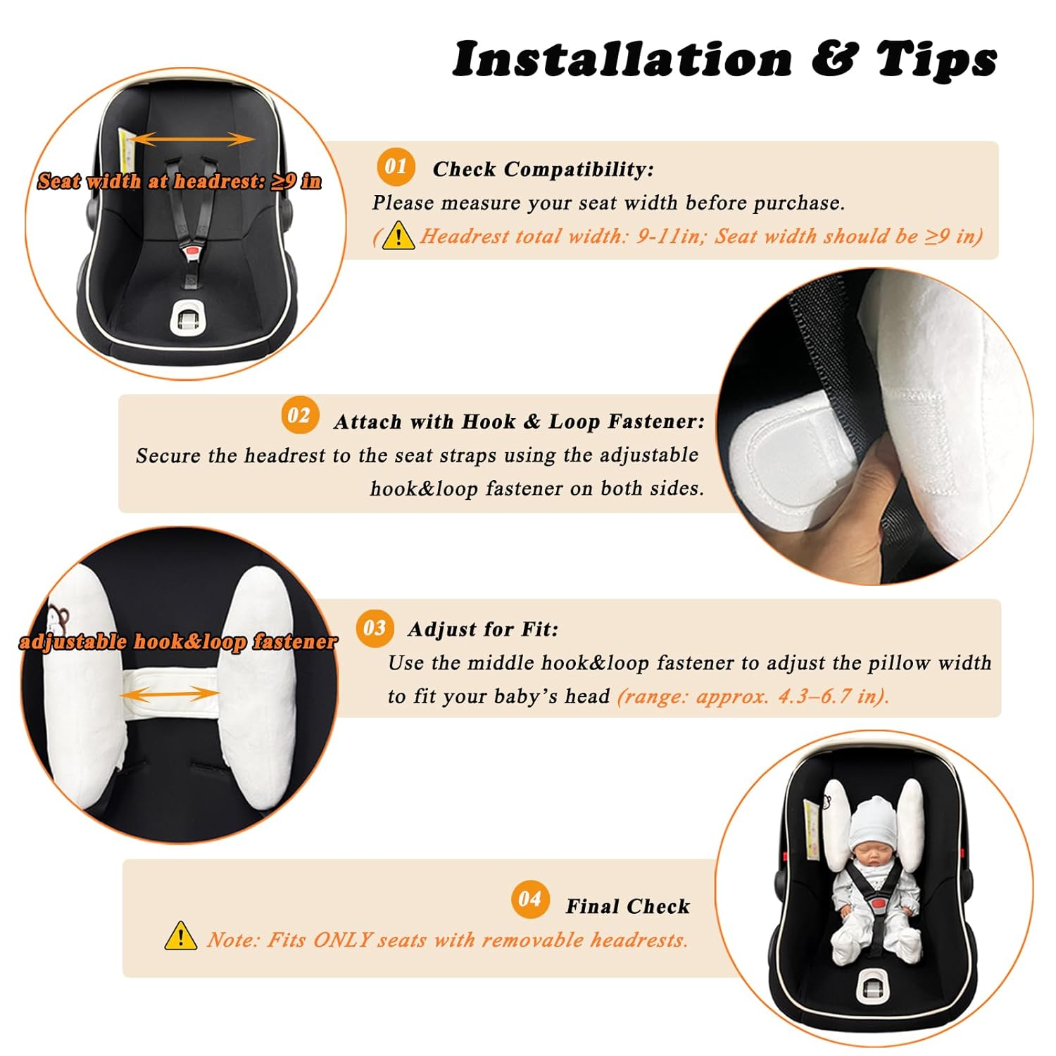 Adjustable Travel Pillow for Kids Toddler, Portable Head Support for Car Seats for Newborn, Head Support Pillow for Baby, Headrest Pillows for Cars, Rest Baby'S Head Comfortably in Any Position image number 6