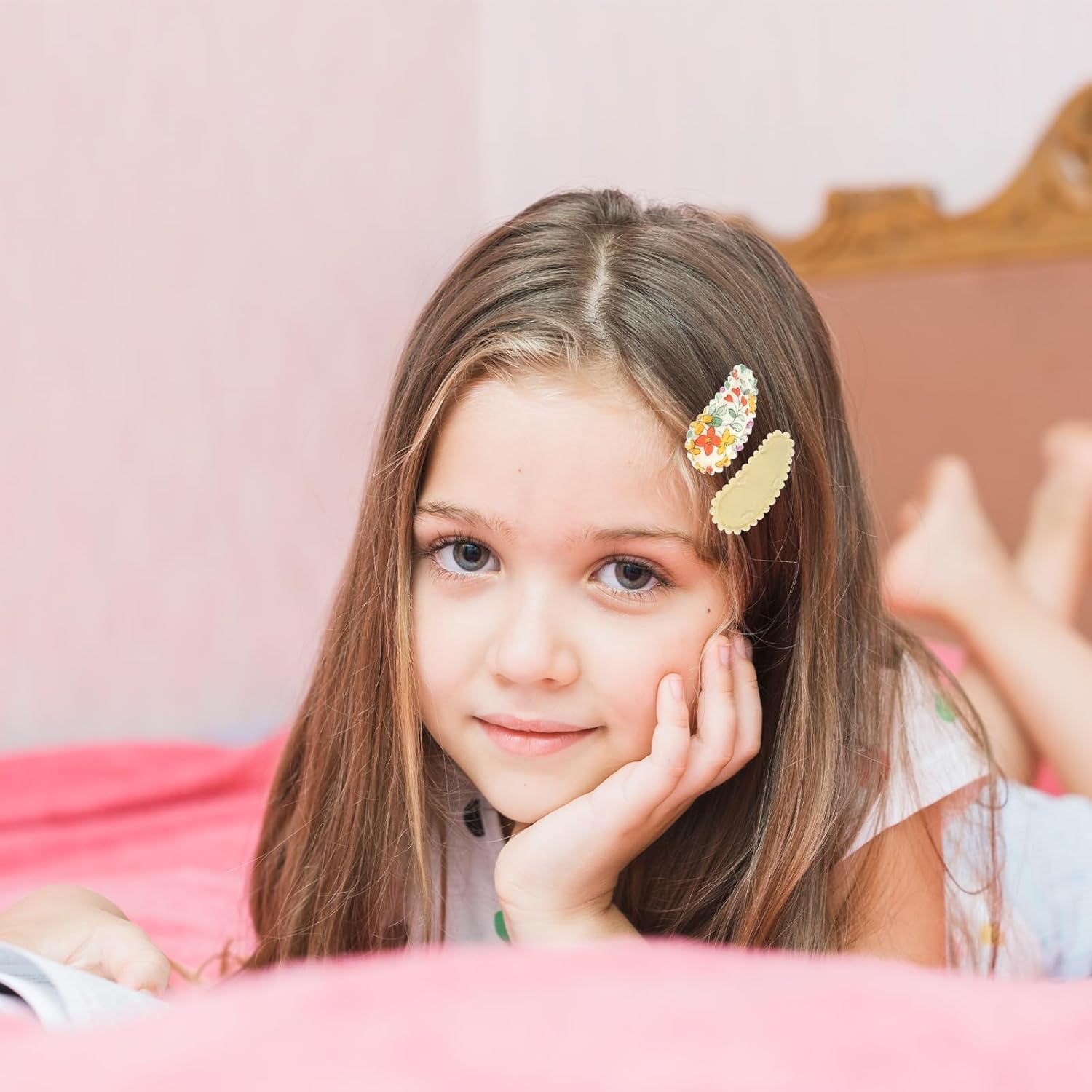 28 PCS Snap Toddler Hair Clips Flower Patterns, Wrapped Mini Barrettes, Cute Hair Accessories for Girls and Infants image number 2