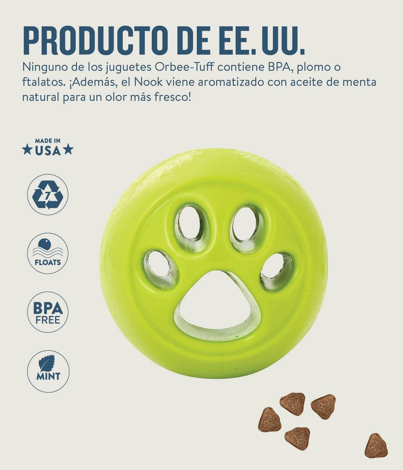 Planet Dog Orbee-Tuff Paw Print Nooks, Interactive Durable Dog Puzzle Toy, Made in the USA, 2.5-Inch, Green image number 5