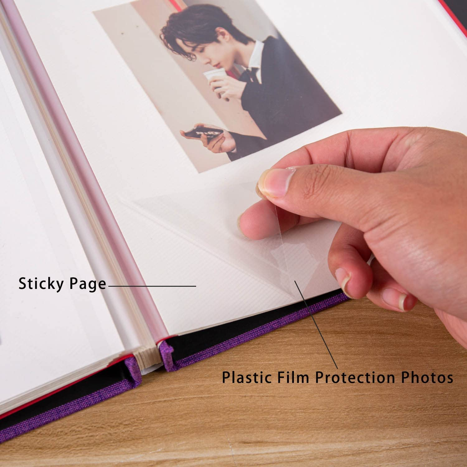 Large Photo Album Self Adhesive for 3X5, 4X6, 5X7, 6X8, 8X10 Pictures Magnetic Scrapbook Album DIY 40 Blank Pages with a Metallic Pen, Blue - 60 In Red image number 3