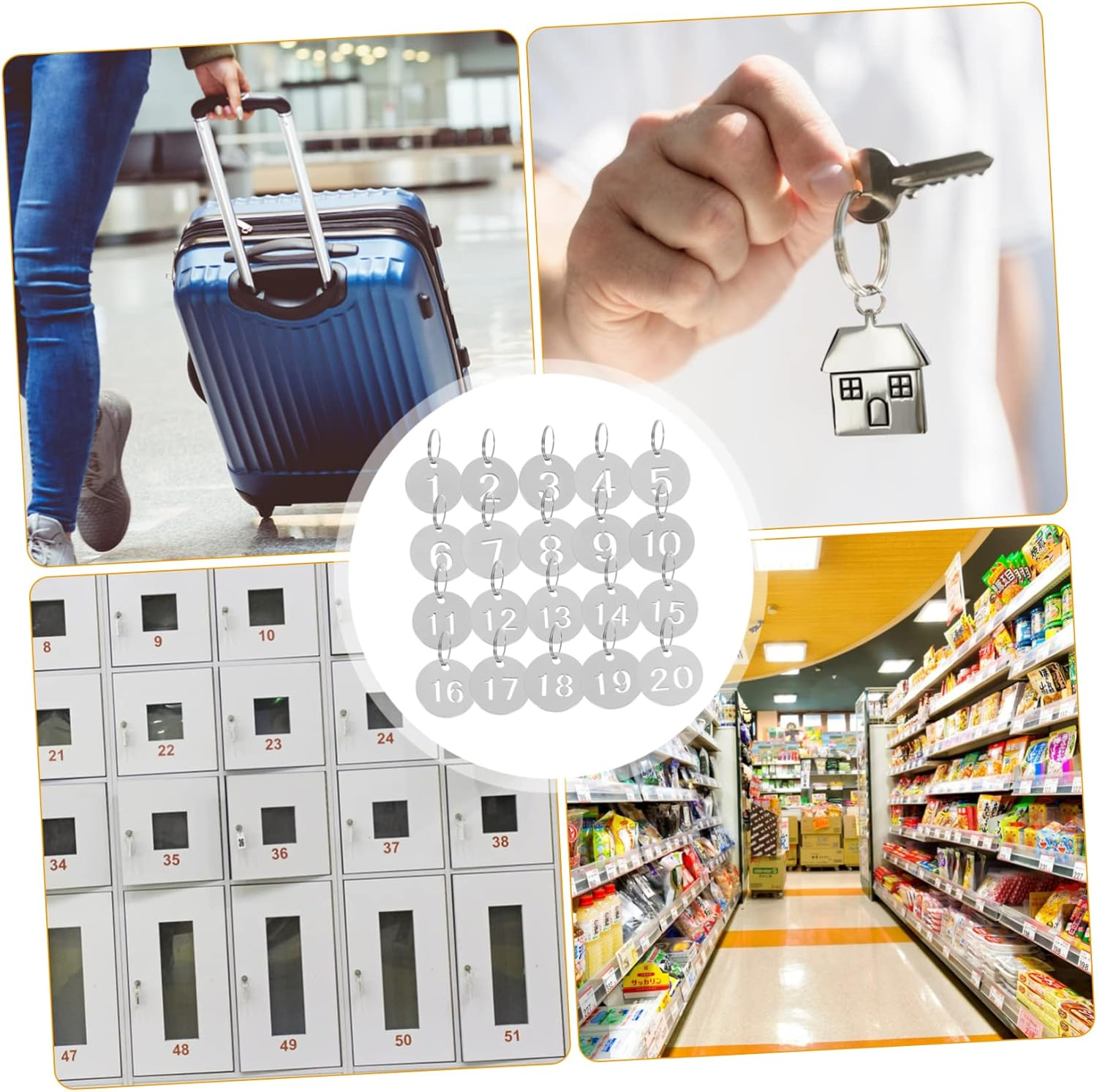 COMPUKAS 20Pcs Key Tags Stainless Steel DIY Key Identifiers Luggage Bags Lockers Lightweight Durable Labels image number 4