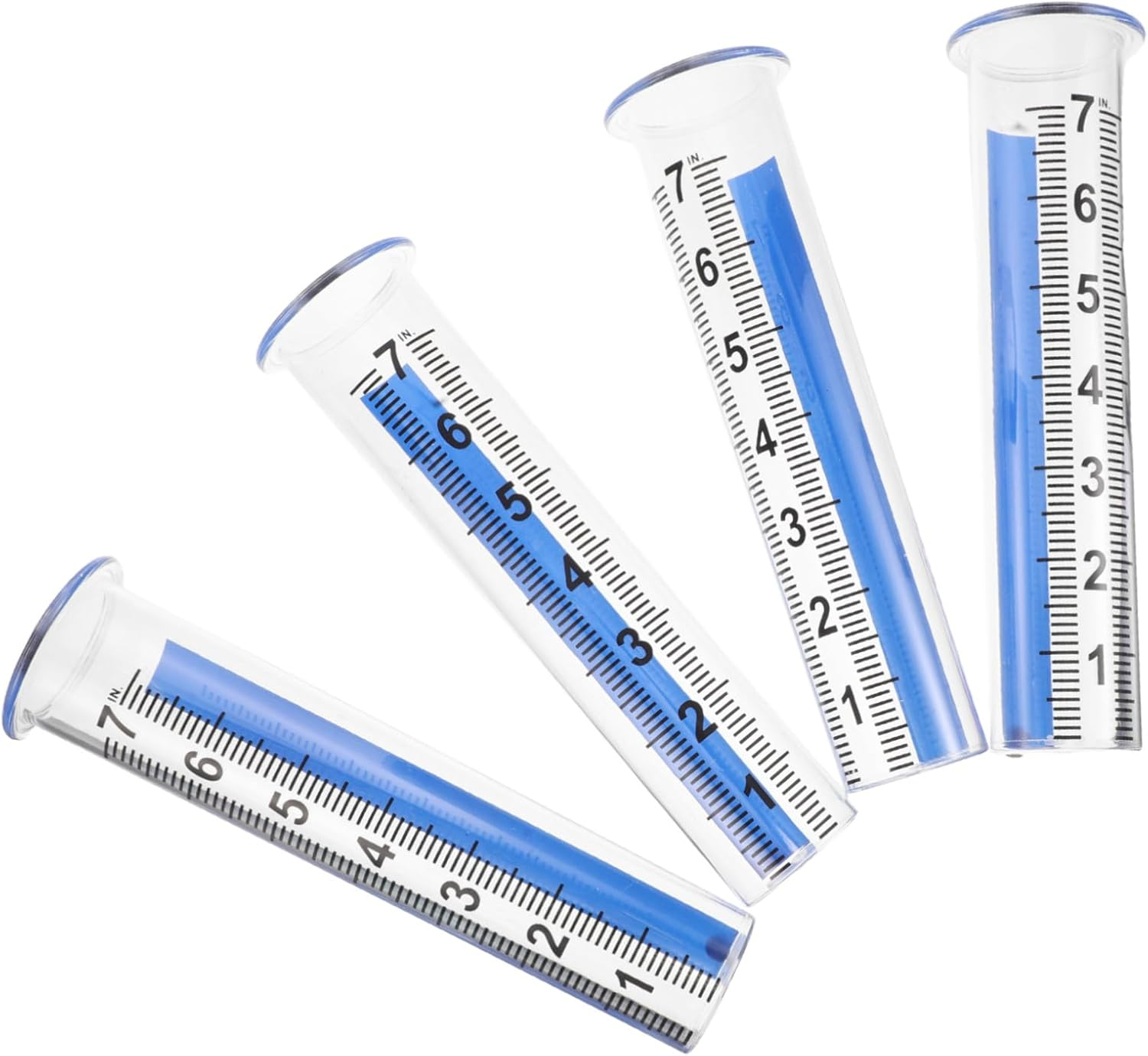 SUPVOX 4PCS Transparent Rain Gauge Tubes with Blue Base Accurate Outdoor Water Measurement for Garden Lawn Backyard School Weather Science and Greenhouse Use image number 2