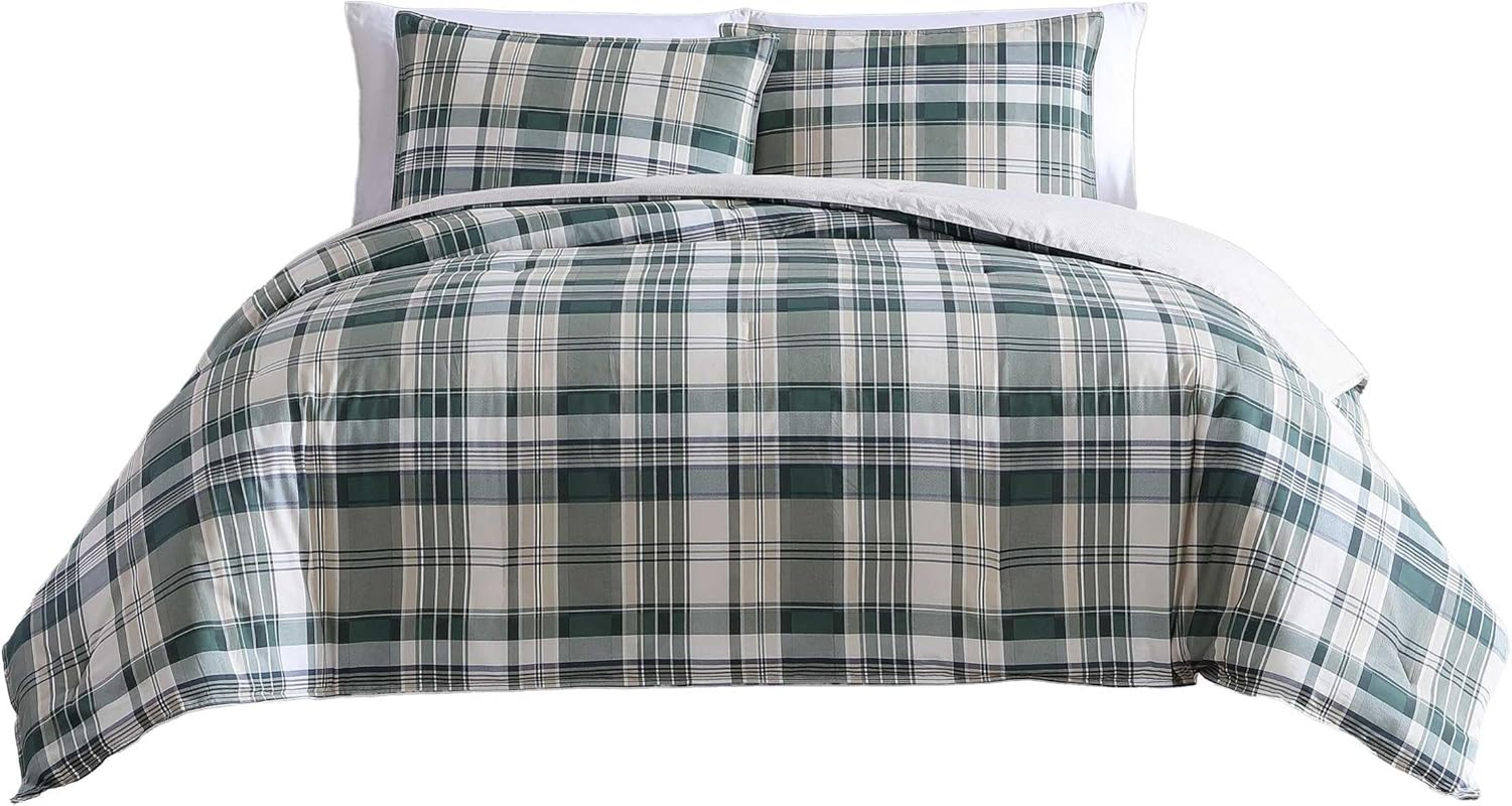 Eddie Bauer - Twin Duvet Cover Set, Cotton Reversible Bedding with Matching Sham, Plaid Home Decor for All Seasons (Timbers Evergreen, Twin) image number 1