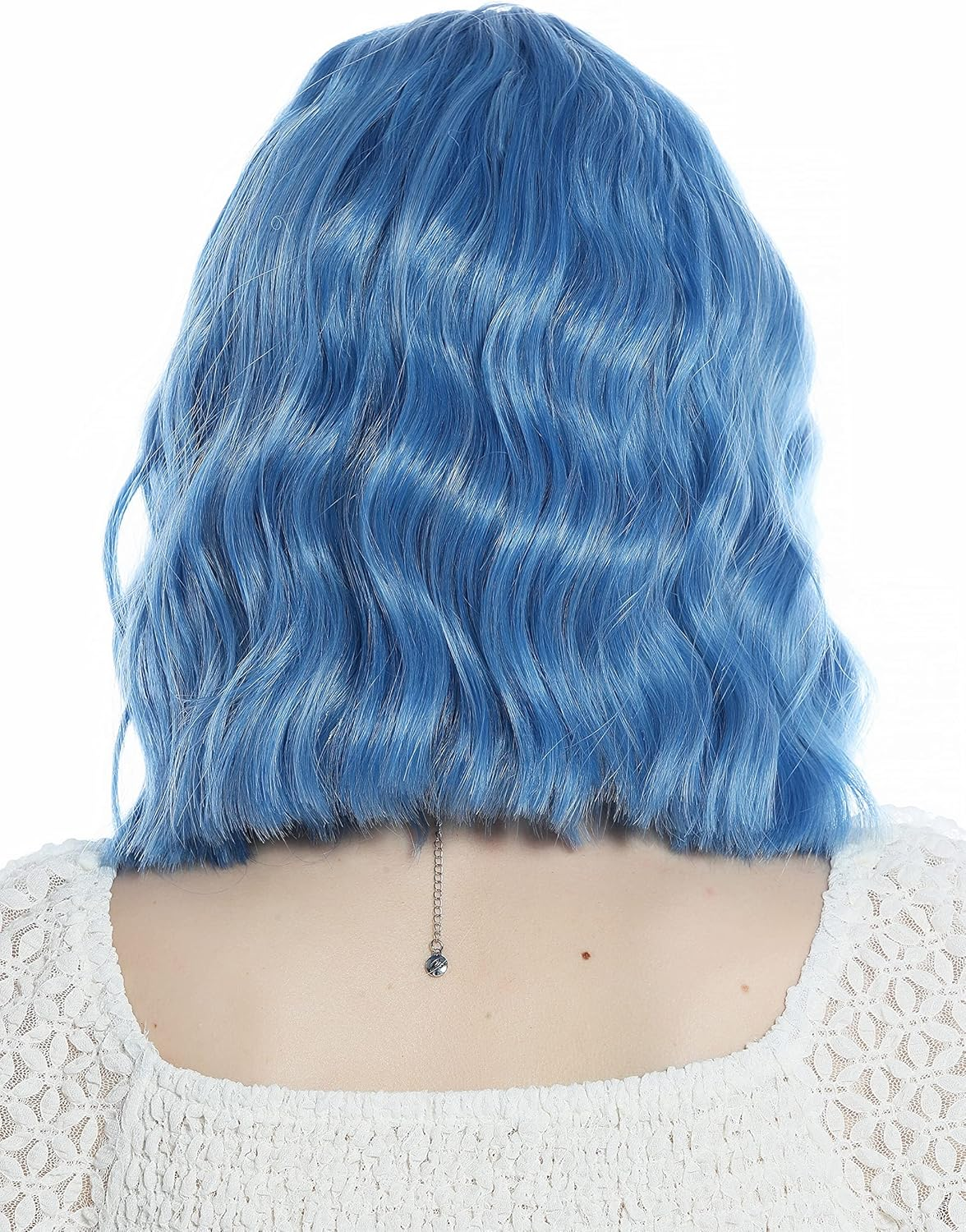 WIG ME up - Szl0851-T4043/S-Gray Cute Lady Wig Bangs Shoulder Length Wavy Blue White Grey Strands image number 5