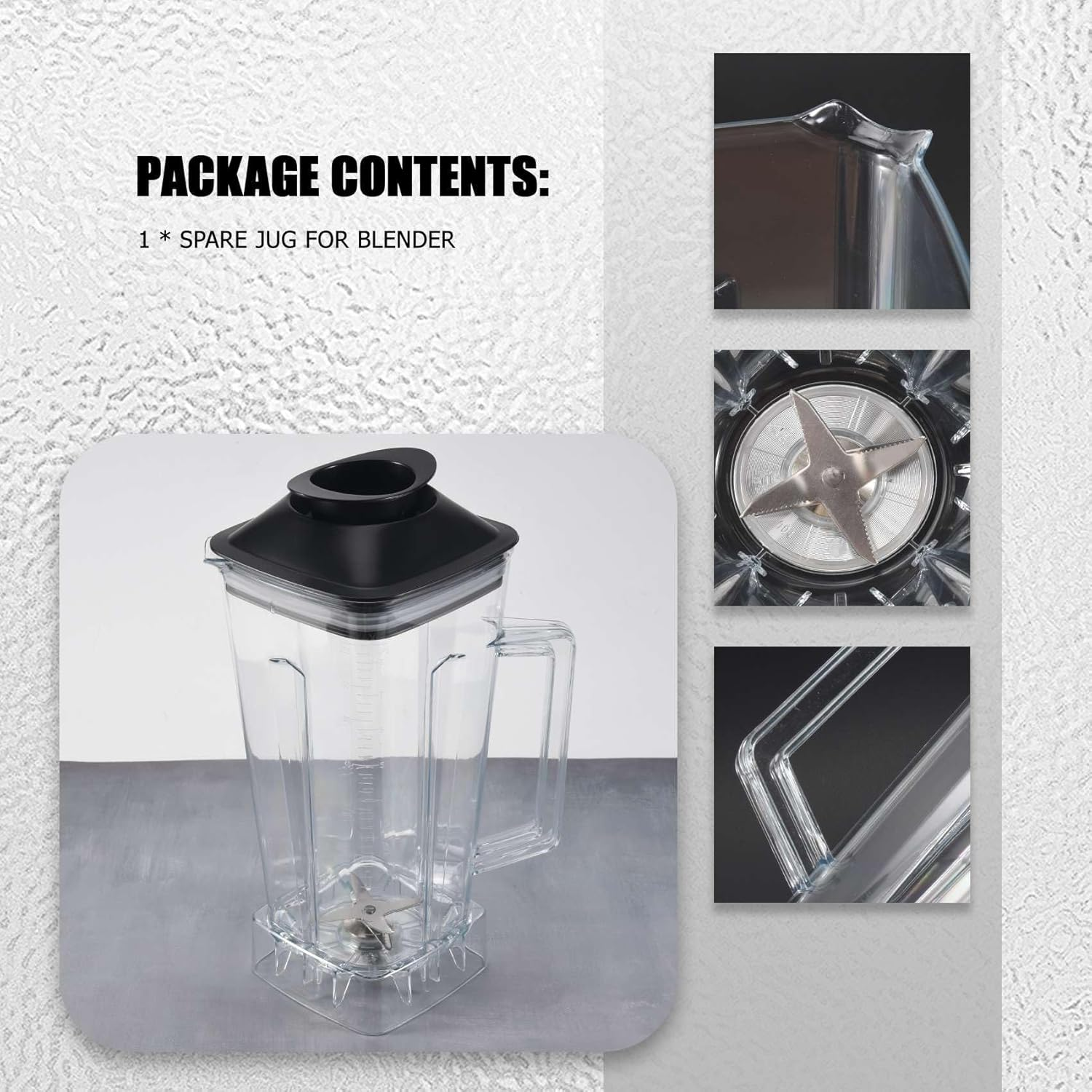 Oidnvay Spare Jug for Blender Replacement Part Transparent 2L Capacity Blender Spare Compatible for Silver Blender image number 2