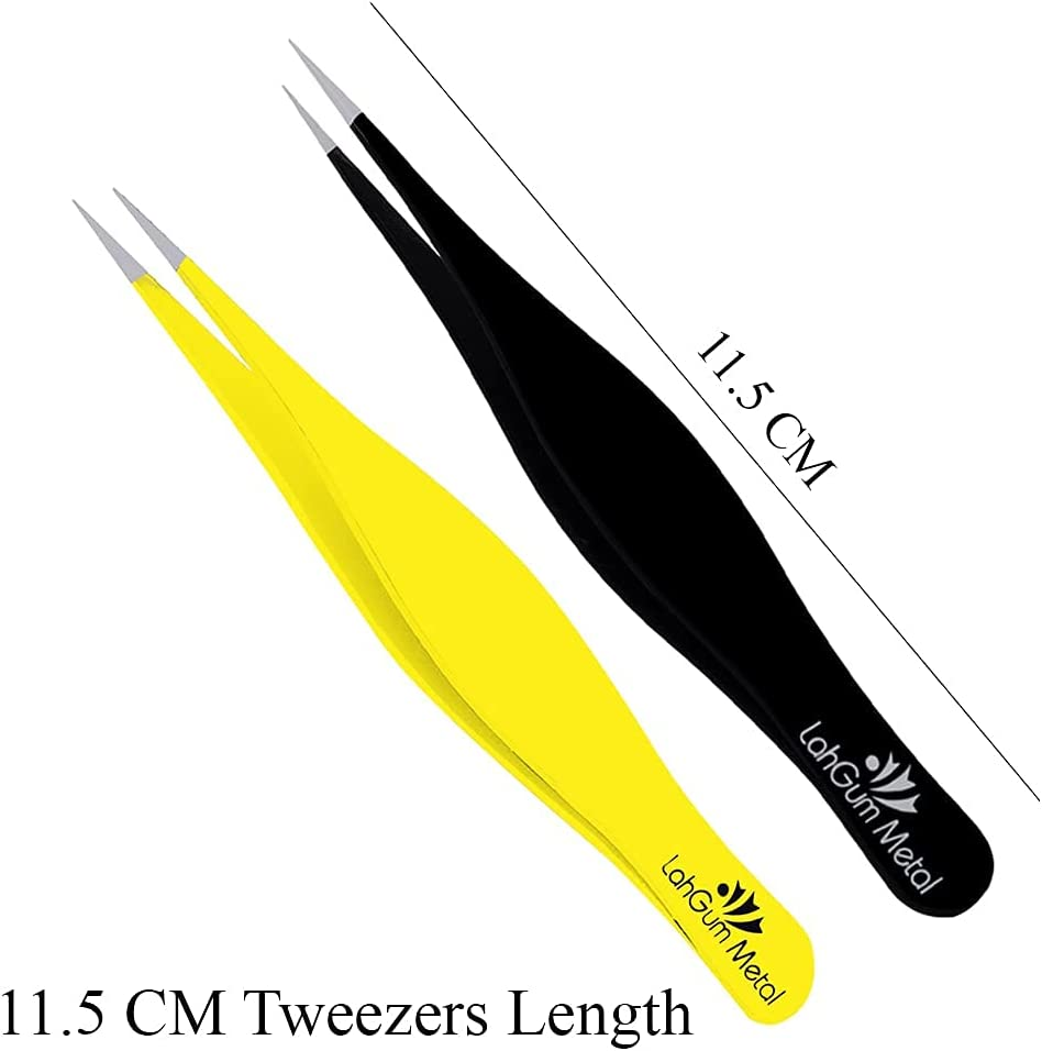 Super Sharp Pointed Tweezers Precision Fine Point Tip Ingrown Hair Removal Kit - Extra Thin Stainless Facial Hair Remover for Face image number 3