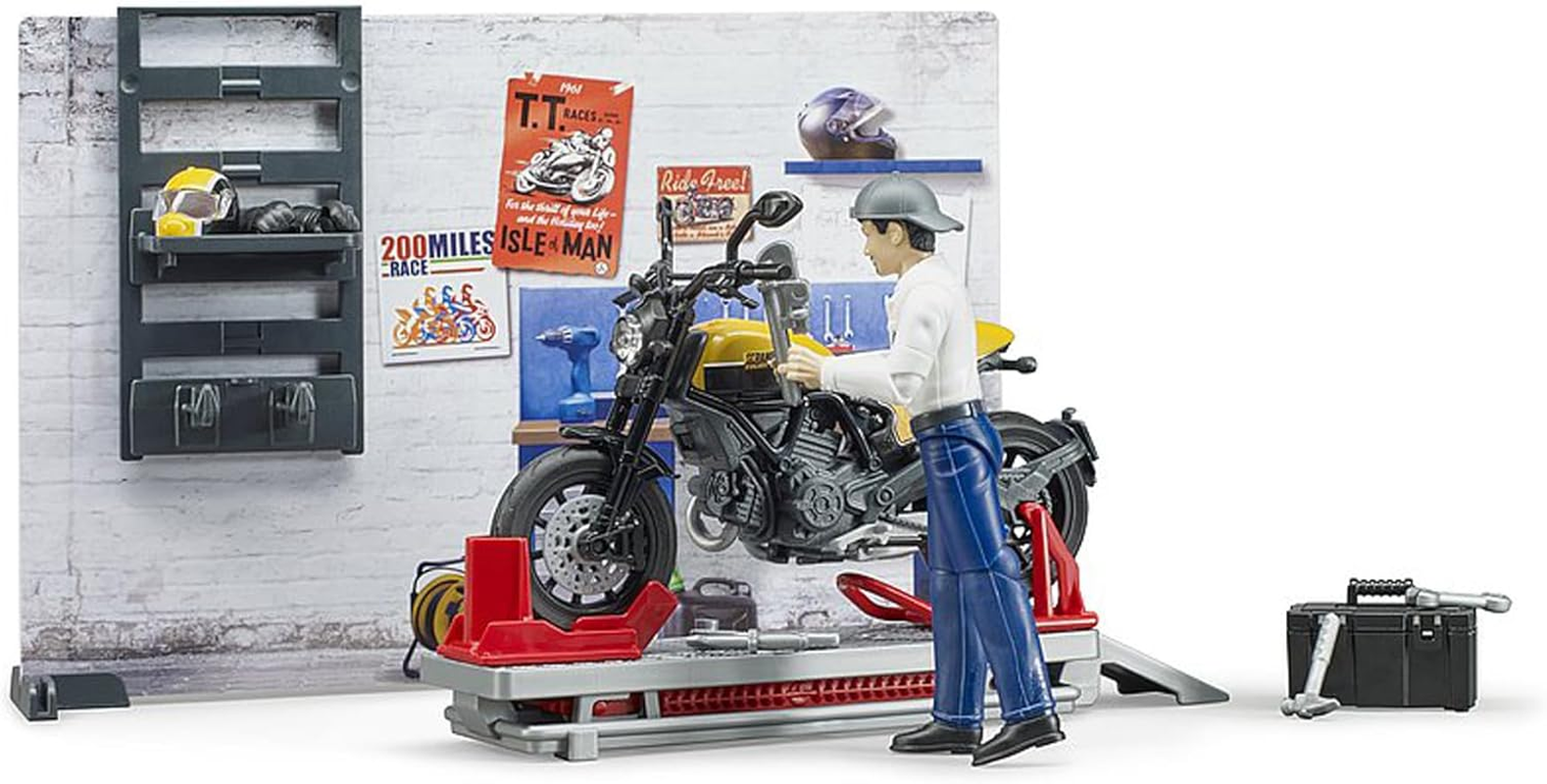 Bruder 62102 Bworld Set - Motorcycle Service W Scrambler Ducati Full Throttle image number 6