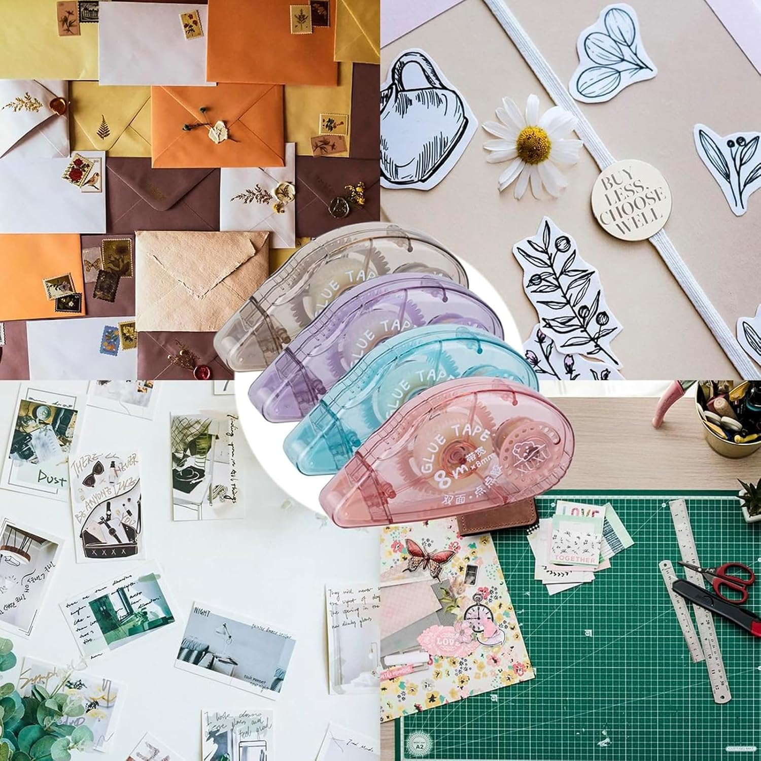 8 Pack Double Sided Tape Roller Glue Tape Roller Double-Sided Adhesive Tape Runner, for Crafting,Photo,Cards,Journal image number 5